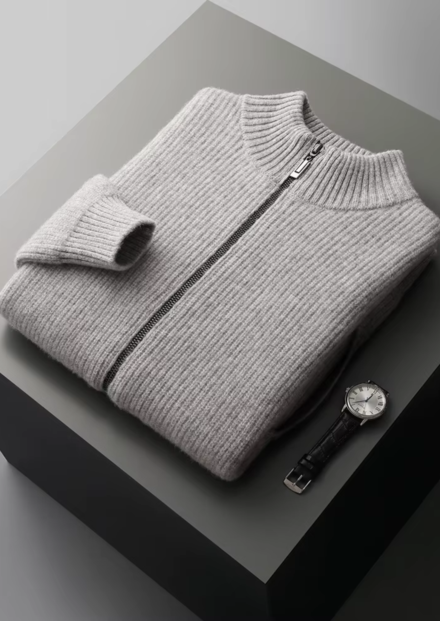 PURE EXTRA-FINE MERINO WOOL RIBBED CARDIGAN CLOUDWOOL®