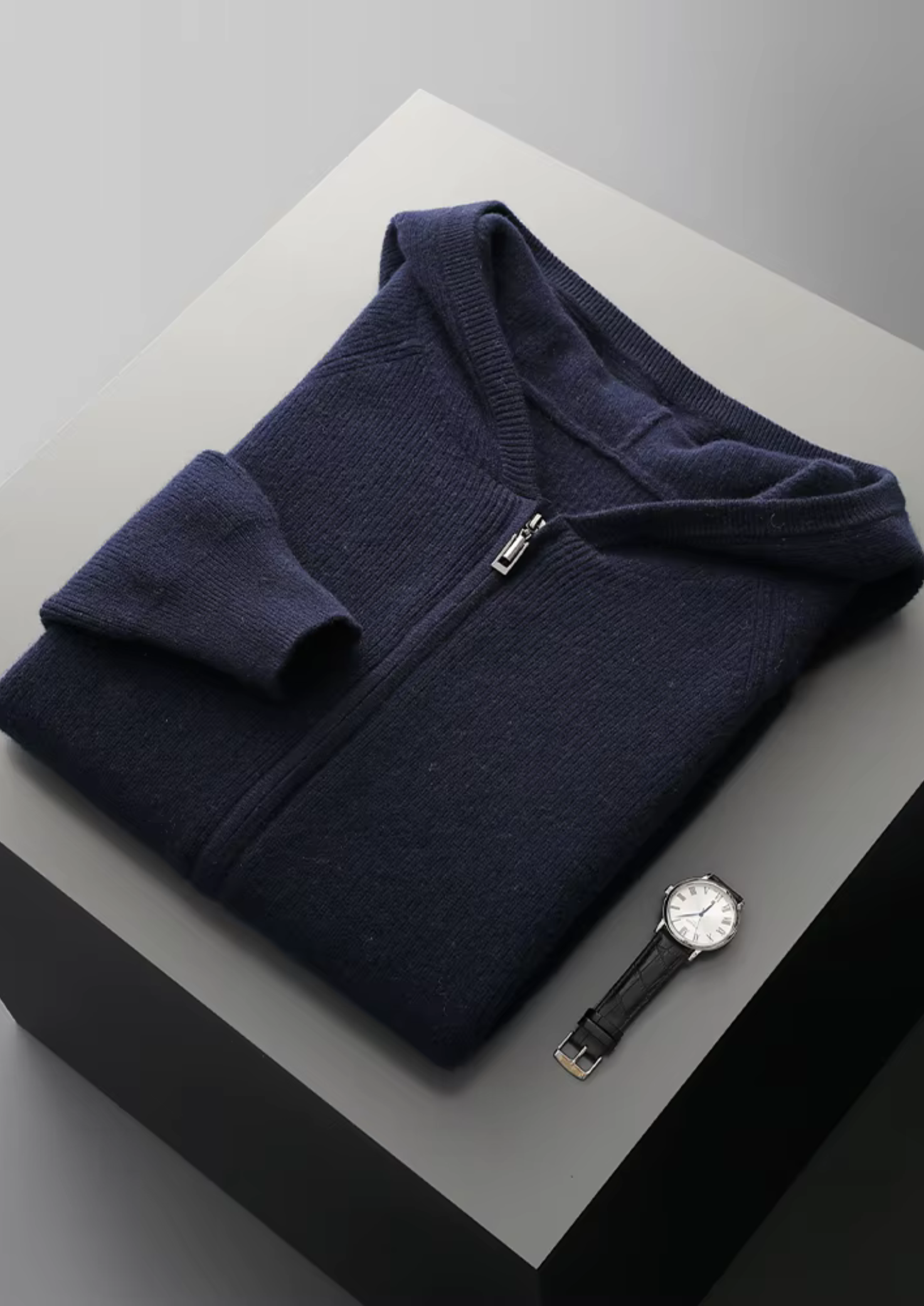 PURE EXTRA-FINE MERINO WOOL RIBBED ZIP HOODIE CLOUDWOOL®