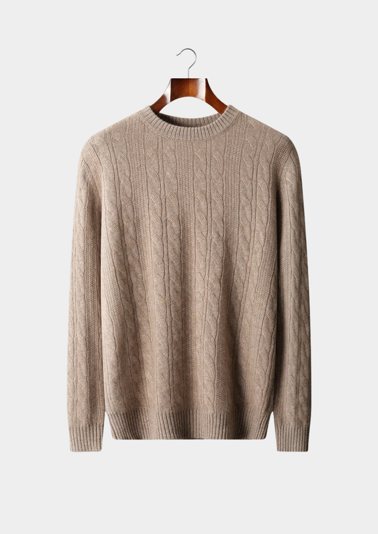 PURE EXTRA-FINE MERINO WOOL CABLE CREWNECK CLOUDWOOL®
