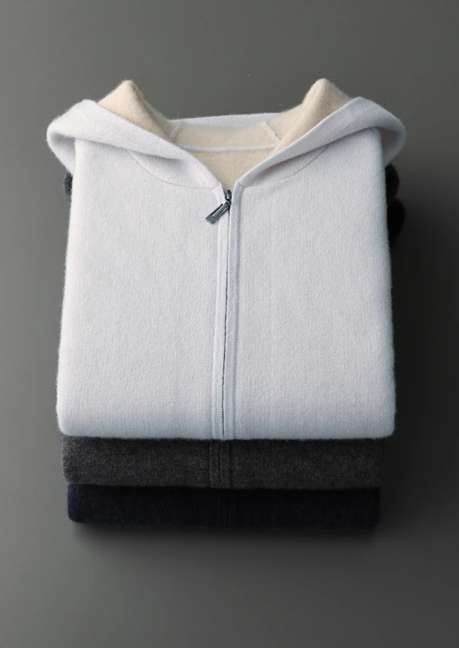 PREMIUM CASHMERE TWO -TONE ZIPPER HOODIE EXCLUSIVE RELEASE