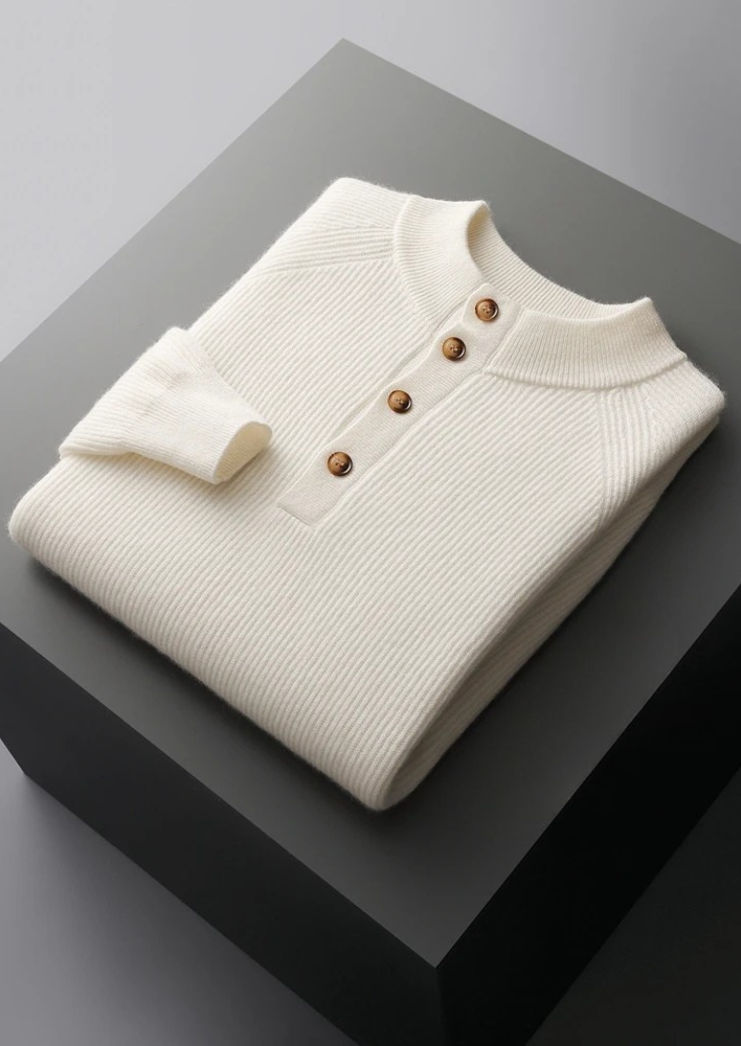 PREMIUM CASHMERE CLASSIC RIBBED HENLEY SWEATER EXCLUSIVE RELEASE