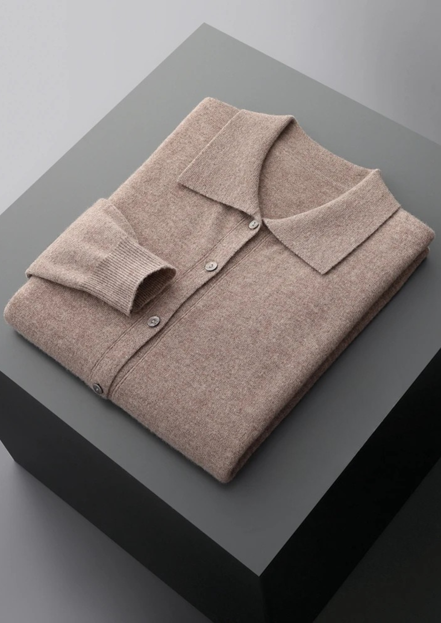 PURE EXTRA-FINE MERINO WOOL POLO CARDIGAN CLOUDWOOL®