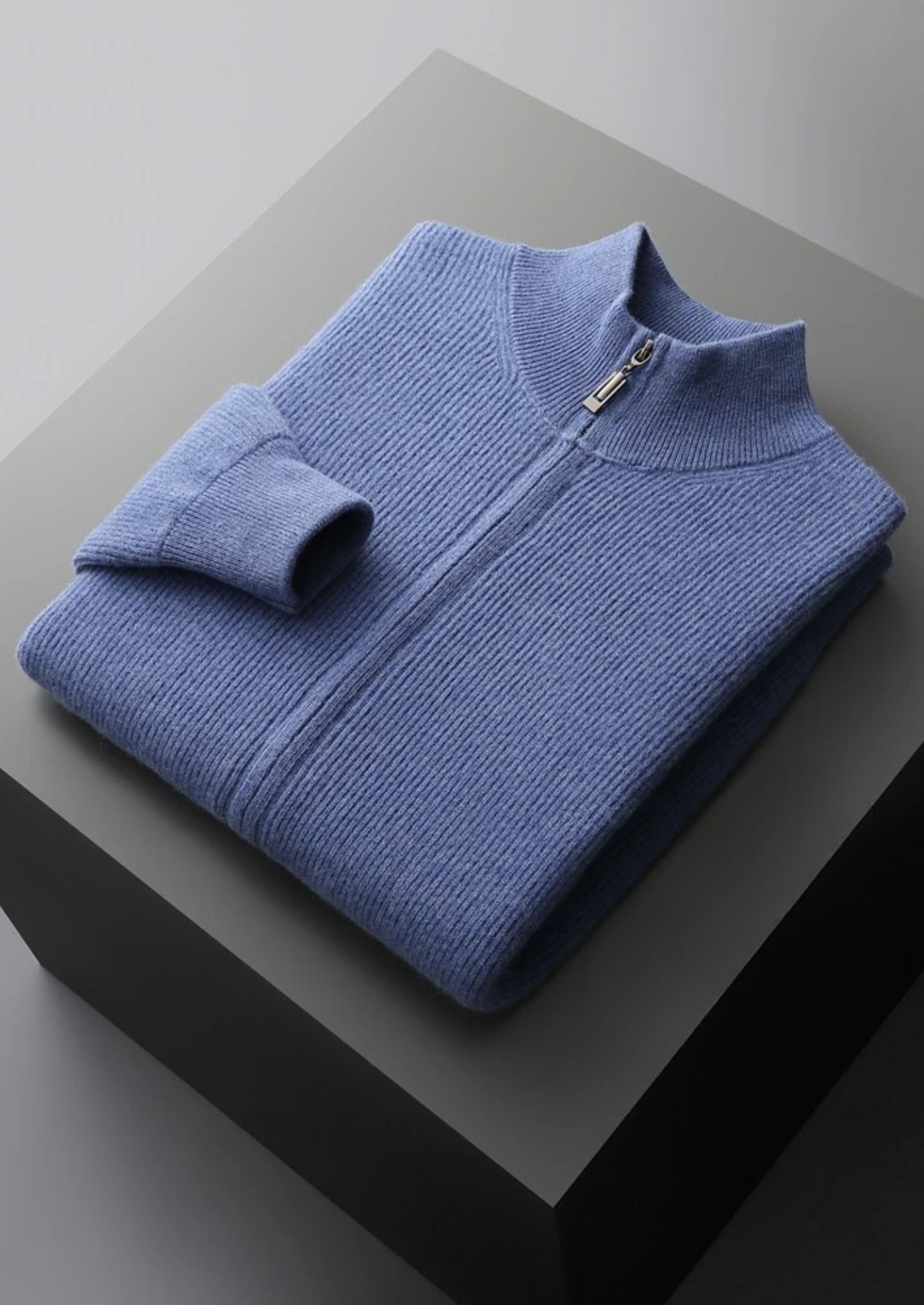 PURE EXTRA-FINE MERINO WOOL RIBBED ZIP CARDIGAN CLOUDWOOL®