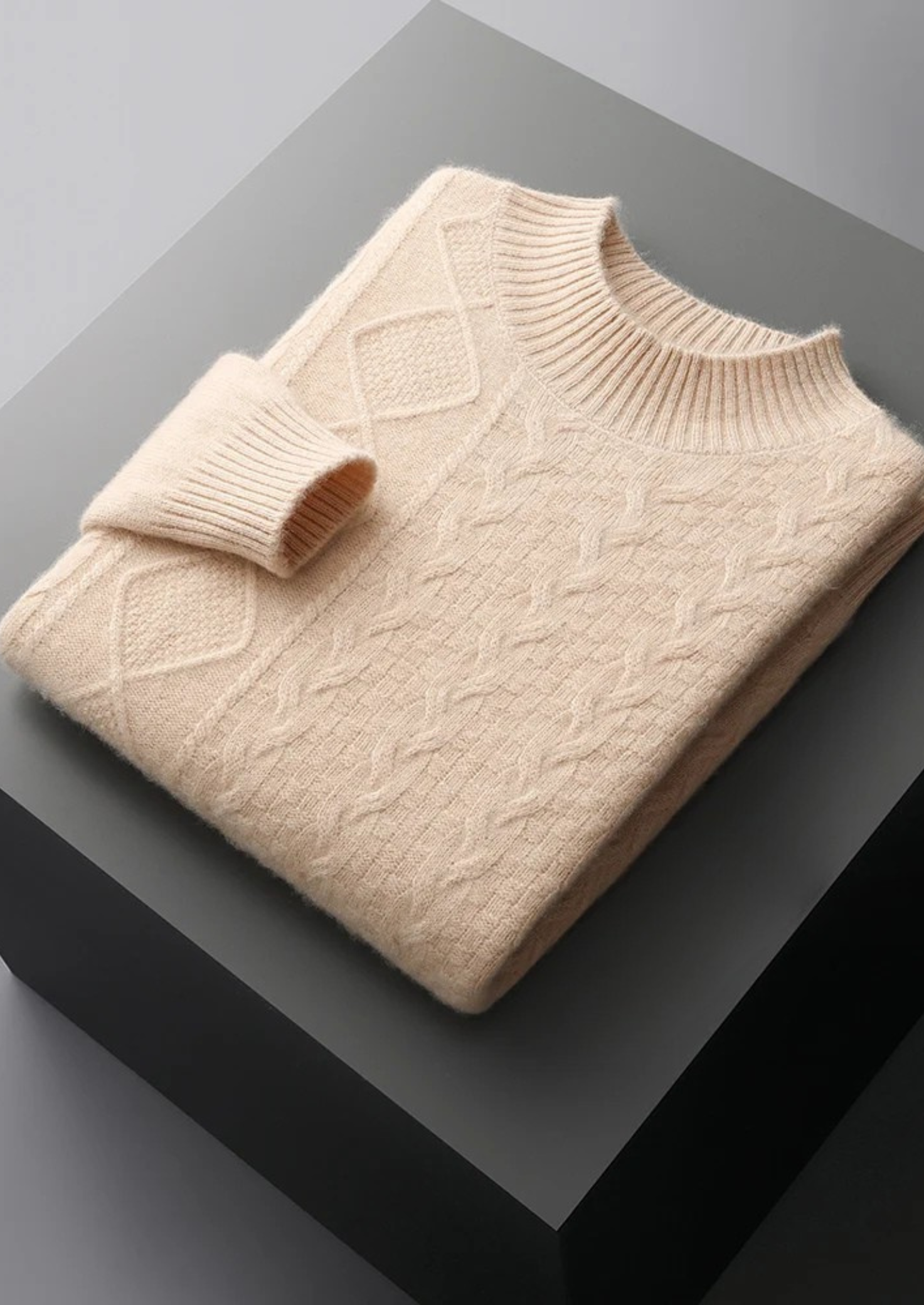 PURE EXTRA-FINE MERINO WOOL JACQUARD MOCKNECK CLOUDWOOL®