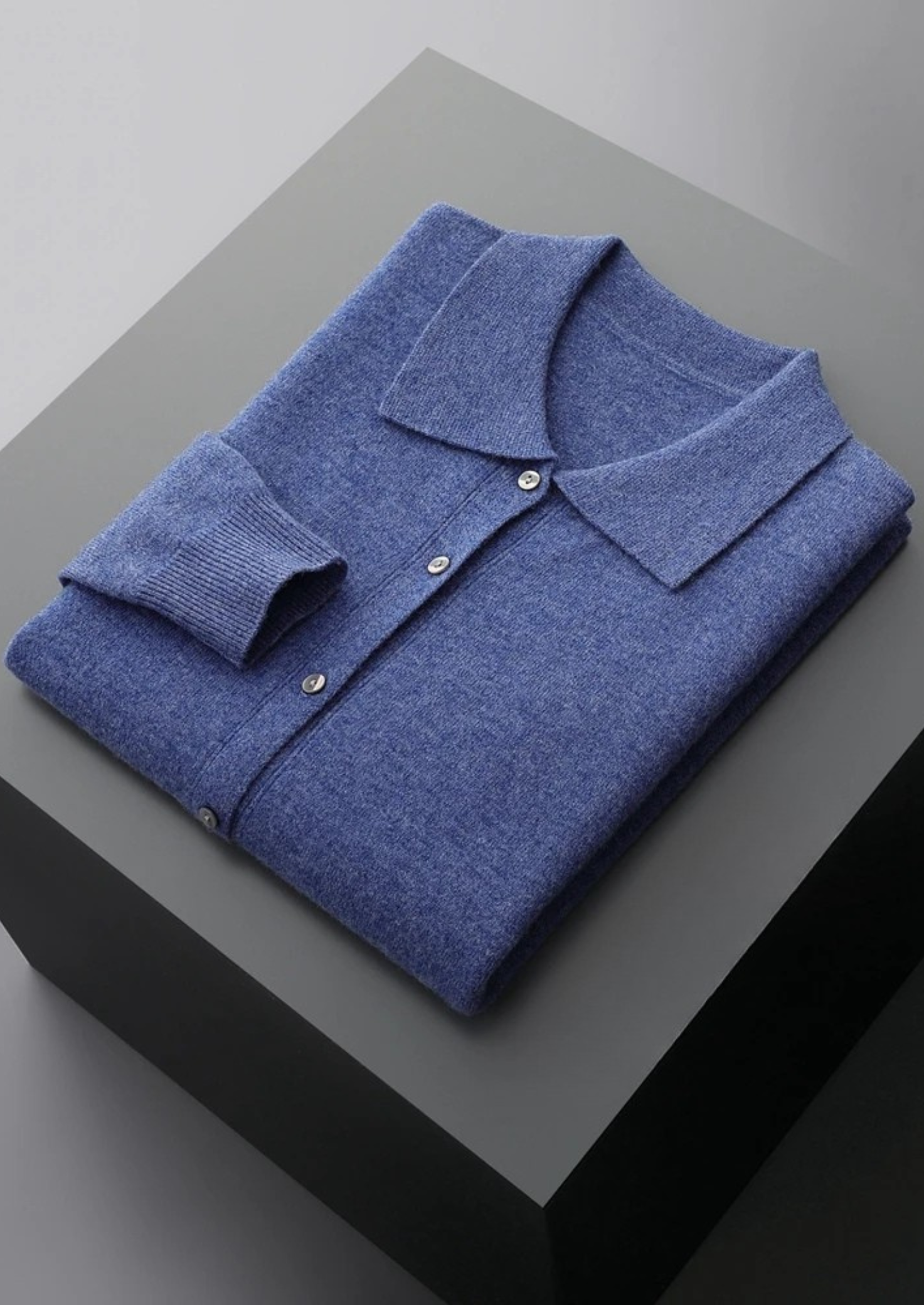 PURE EXTRA-FINE MERINO WOOL POLO CARDIGAN CLOUDWOOL®