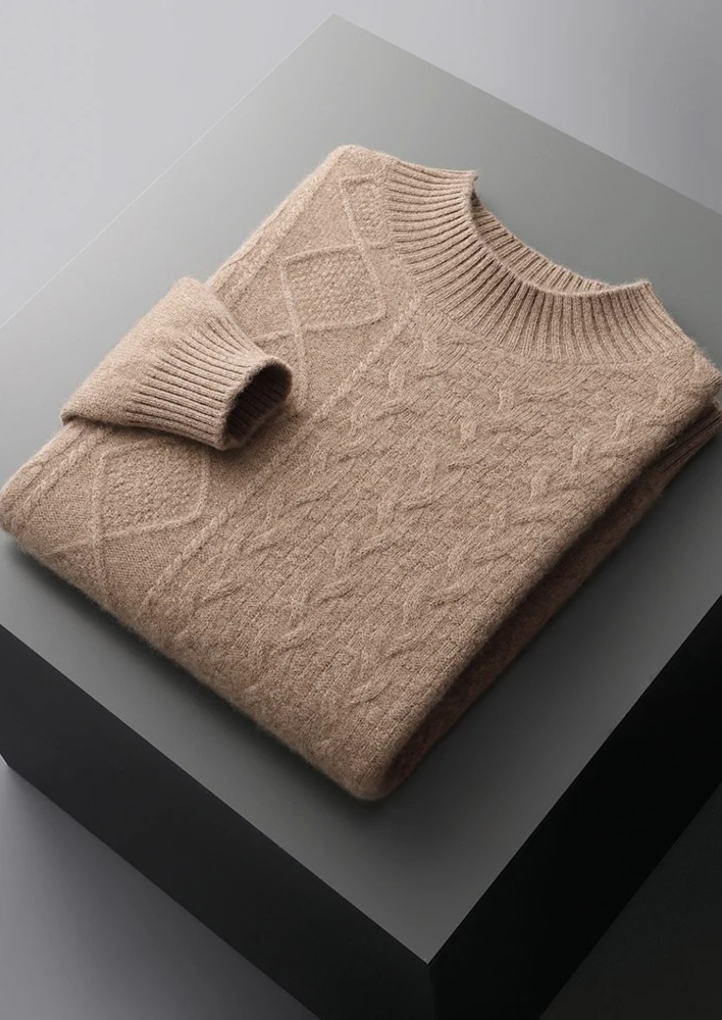PURE EXTRA-FINE MERINO WOOL JACQUARD MOCKNECK CLOUDWOOL®