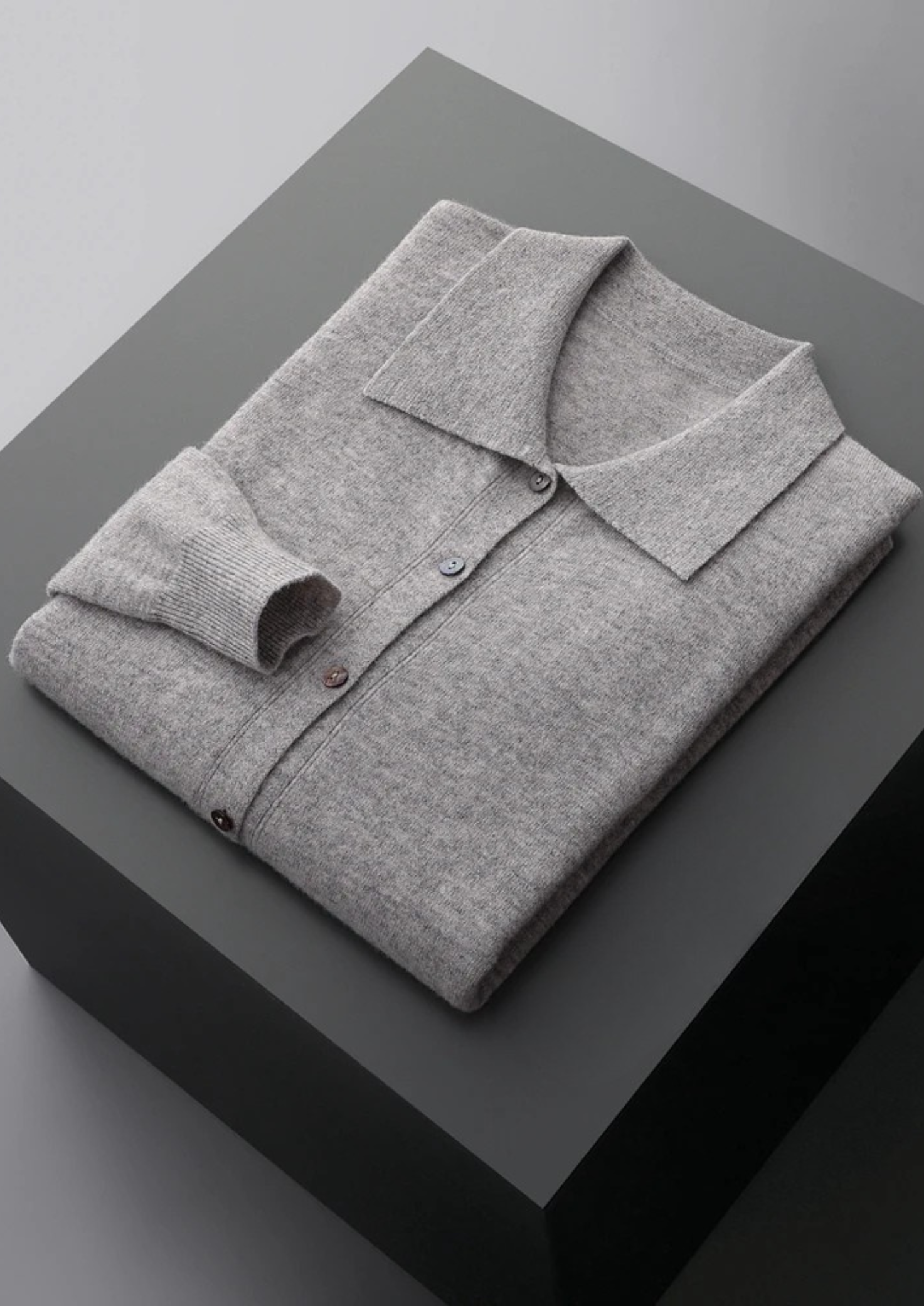 PURE EXTRA-FINE MERINO WOOL POLO CARDIGAN CLOUDWOOL®