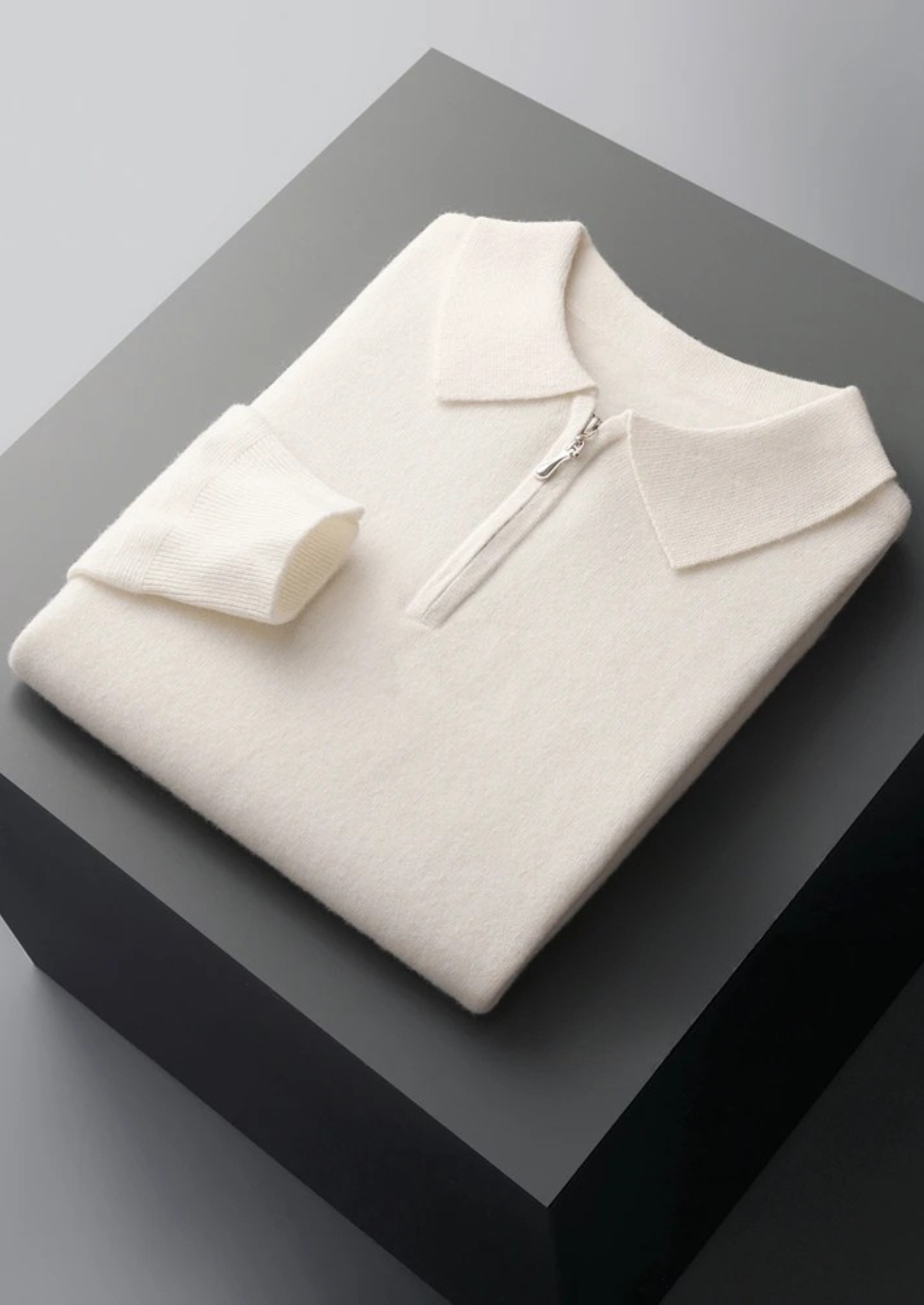 PURE EXTRA-FINE MERINO WOOL HALF ZIP POLO CLOUDWOOL®