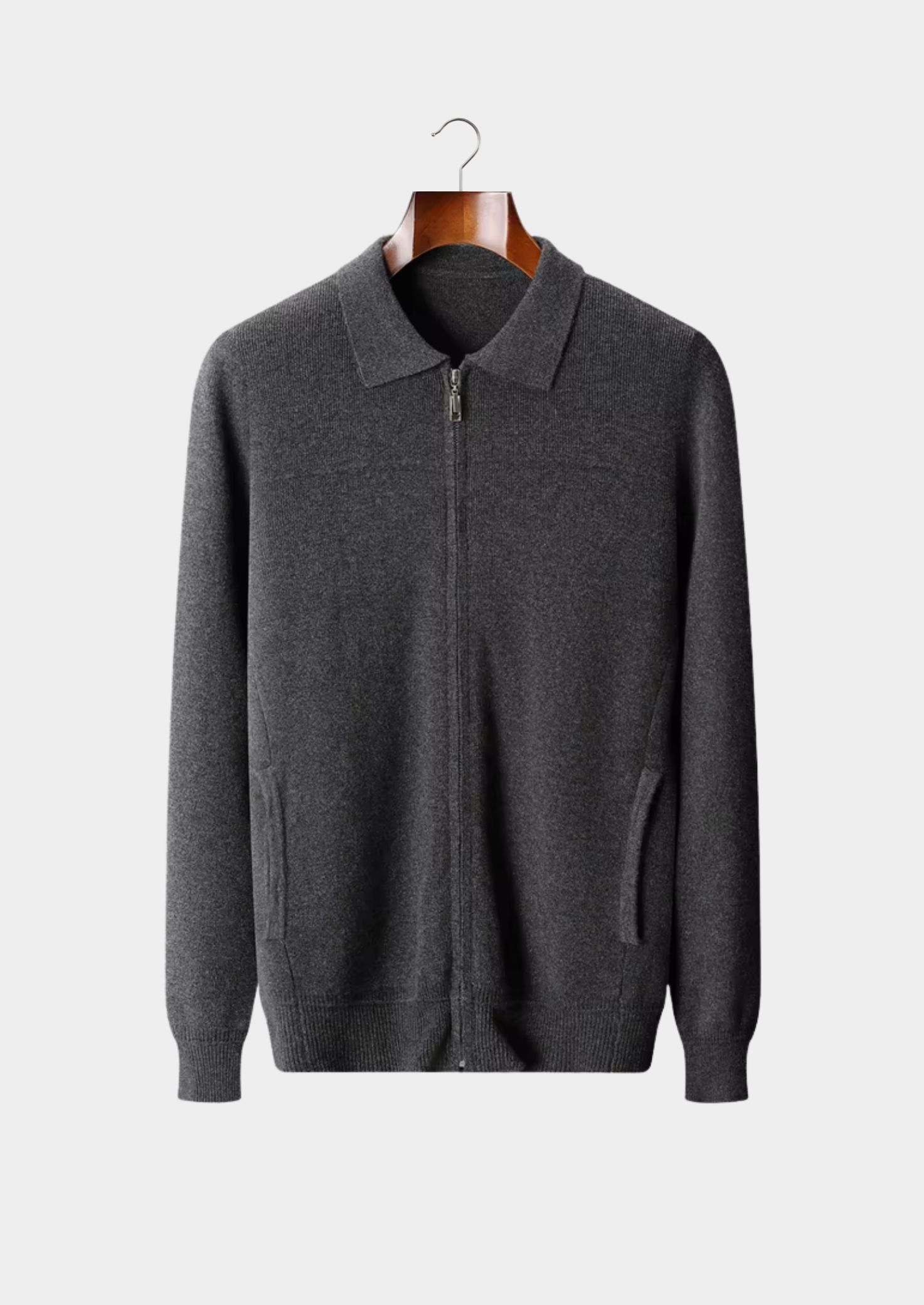PURE EXTRA-FINE MERINO WOOL RIBBED POLO CARDIGAN CLOUDWOOL®