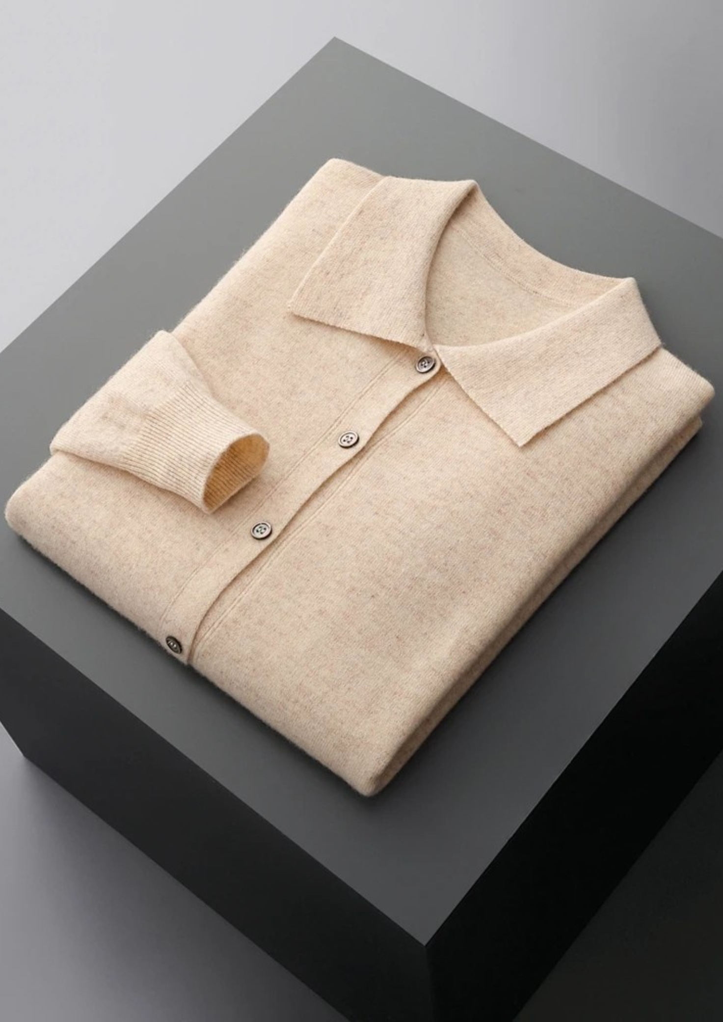 PURE EXTRA-FINE MERINO WOOL POLO CARDIGAN CLOUDWOOL®