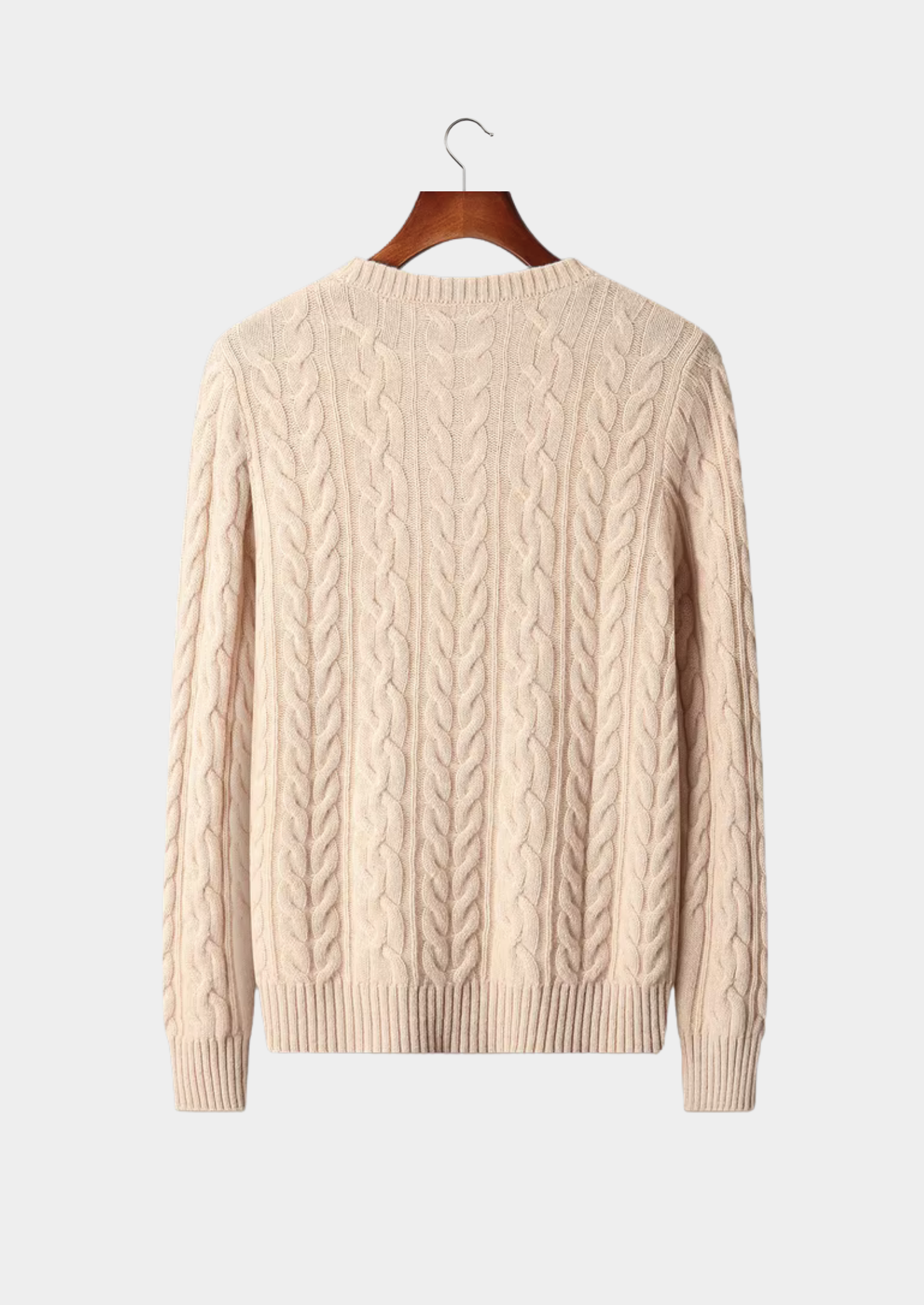 PURE EXTRA-FINE MERINO WOOL CABLE KNIT CREWNECK CLOUDWOOL®