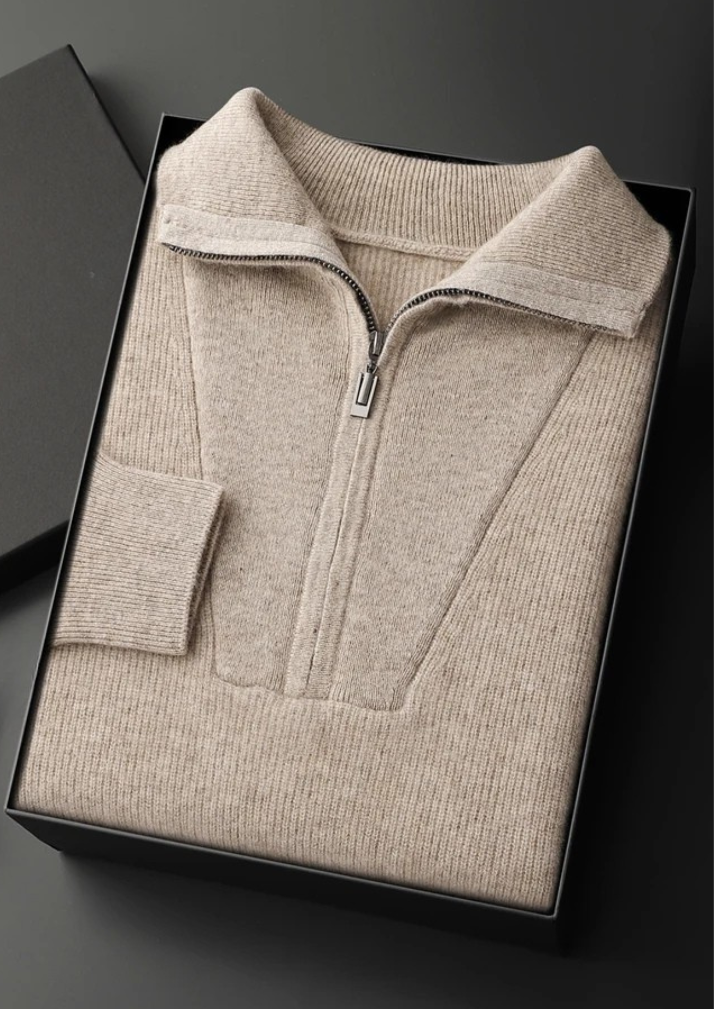PREMIUM CASHMERE RIBBED HALF-ZIP SWEATER EXCLUSIVE RELEASE