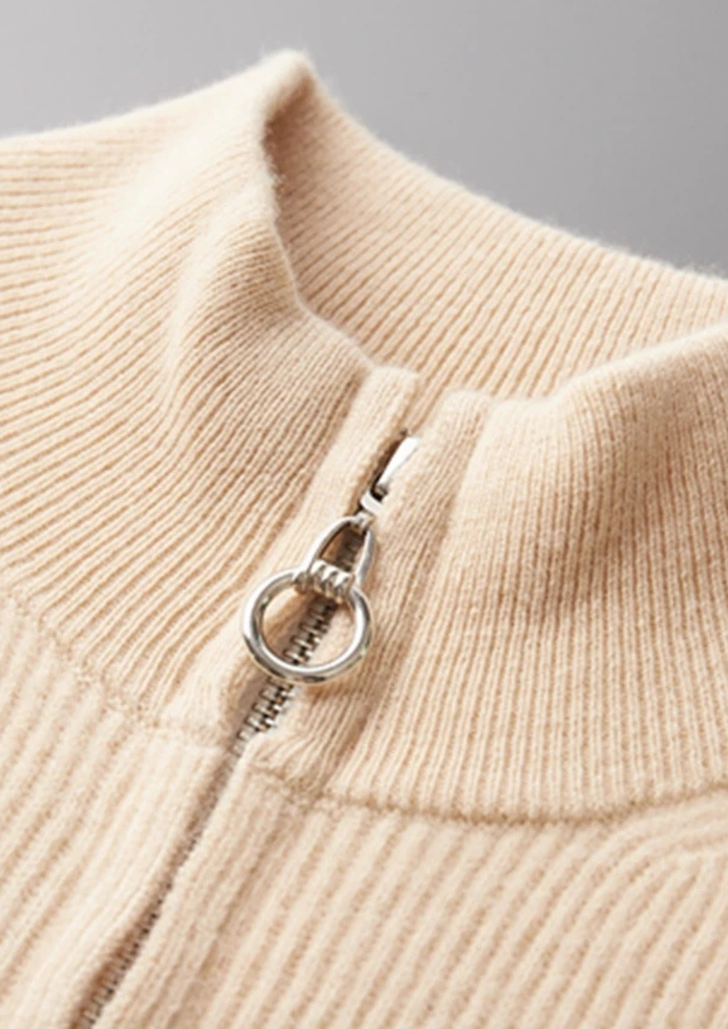 PURE EXTRA-FINE MERINO WOOL RIBBED ZIP CARDIGAN CLOUDWOOL®