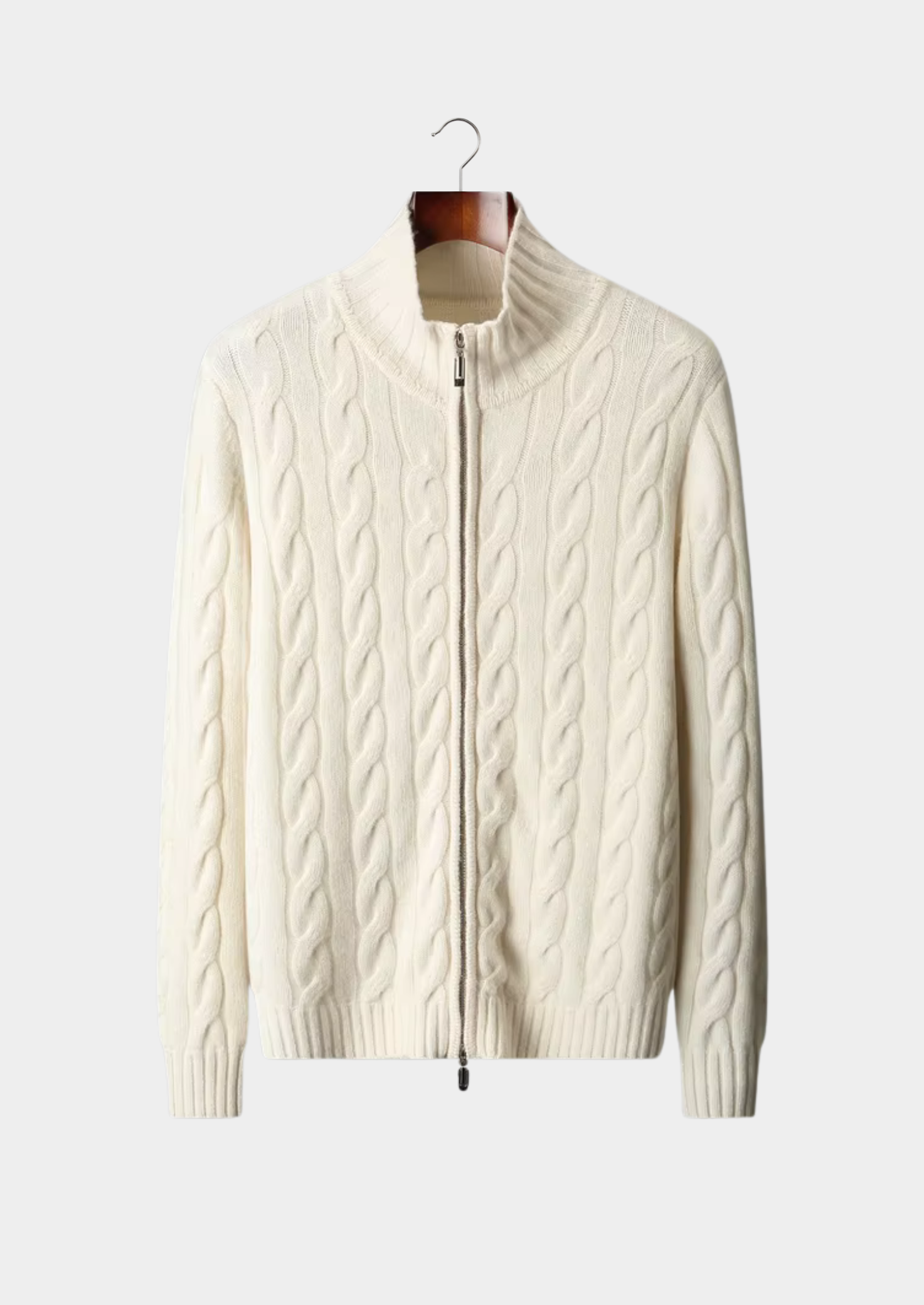 PURE EXTRA-FINE MERINO WOOL DUAL-ZIP CABLE CARDIGAN CLOUDWOOL®