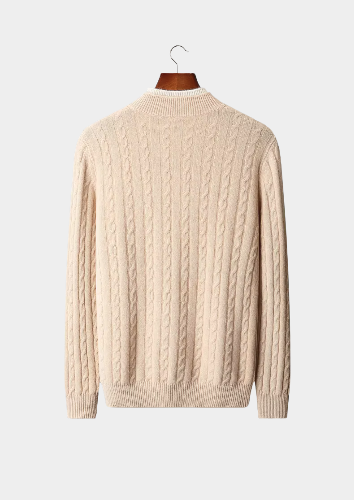PURE EXTRA-FINE MERINO WOOL CABLE KNIT HENLEY SWEATER CLOUDWOOL®