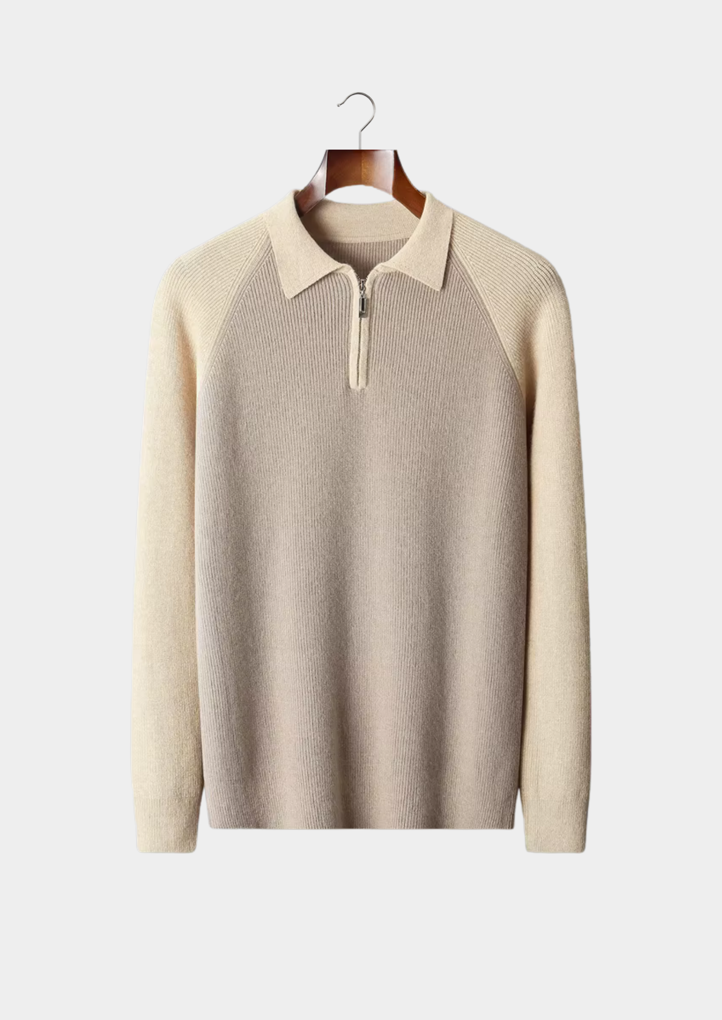 PURE EXTRA-FINE MERINO WOOL TWO TONE ZIPPER SWEATER POLO CLOUDWOOL®