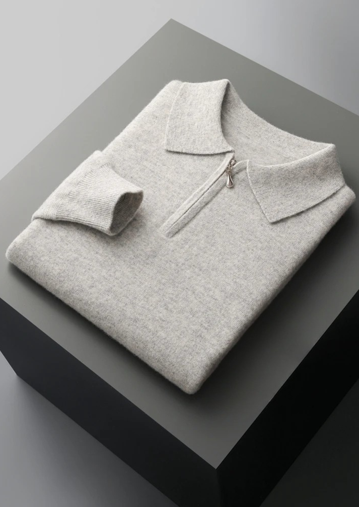 PURE EXTRA-FINE MERINO WOOL HALF ZIP POLO CLOUDWOOL®