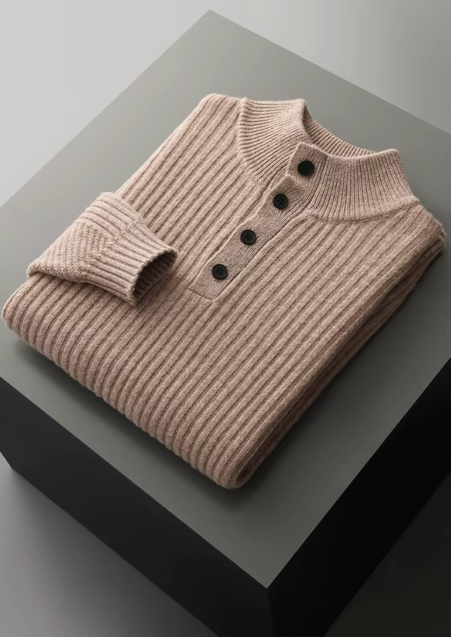 PURE EXTRA-FINE MERINO WOOL RIBBED HENLEY SWEATER CLOUDWOOL®