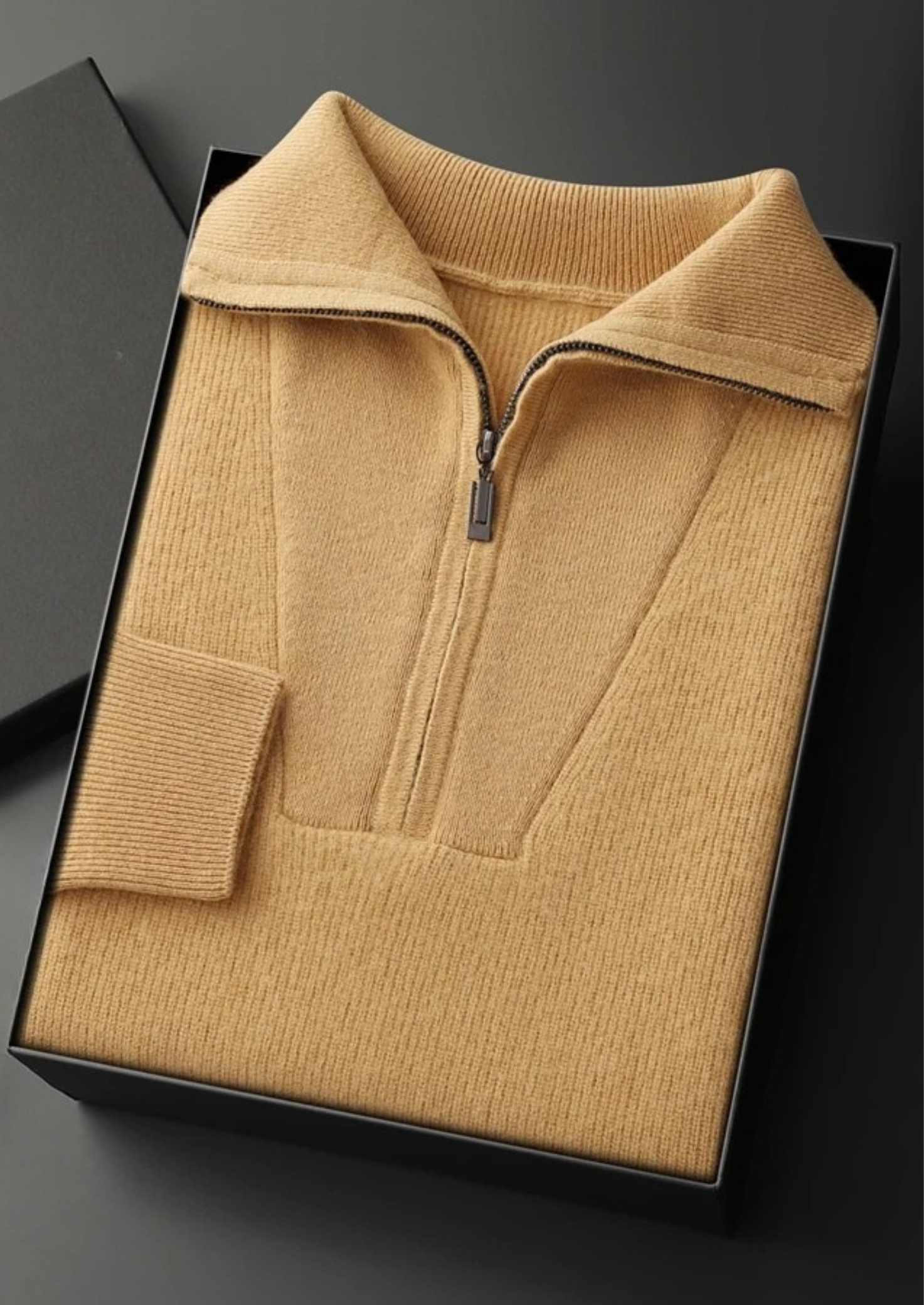 PREMIUM CASHMERE RIBBED HALF-ZIP SWEATER EXCLUSIVE RELEASE