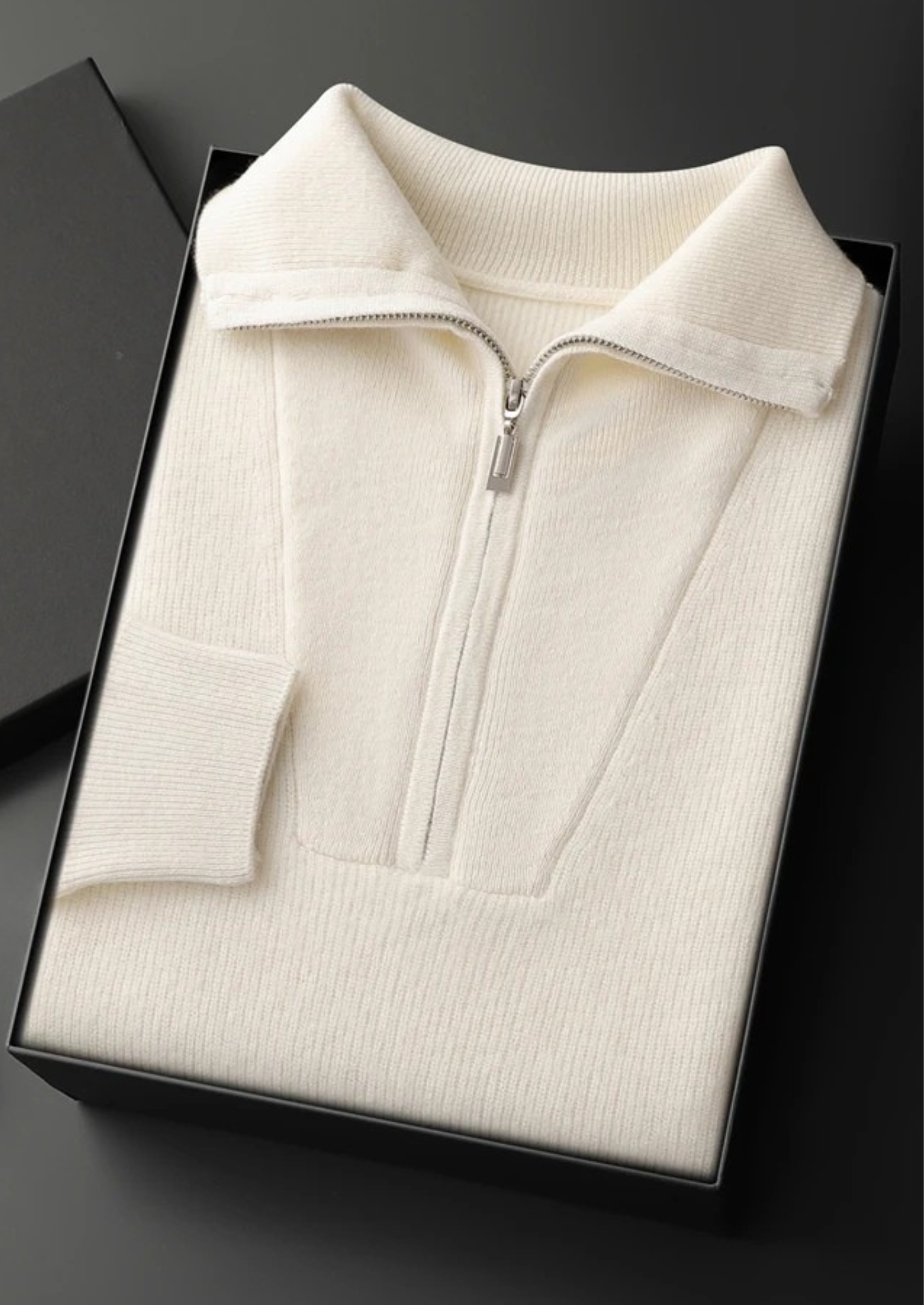 PREMIUM CASHMERE RIBBED HALF-ZIP SWEATER EXCLUSIVE RELEASE