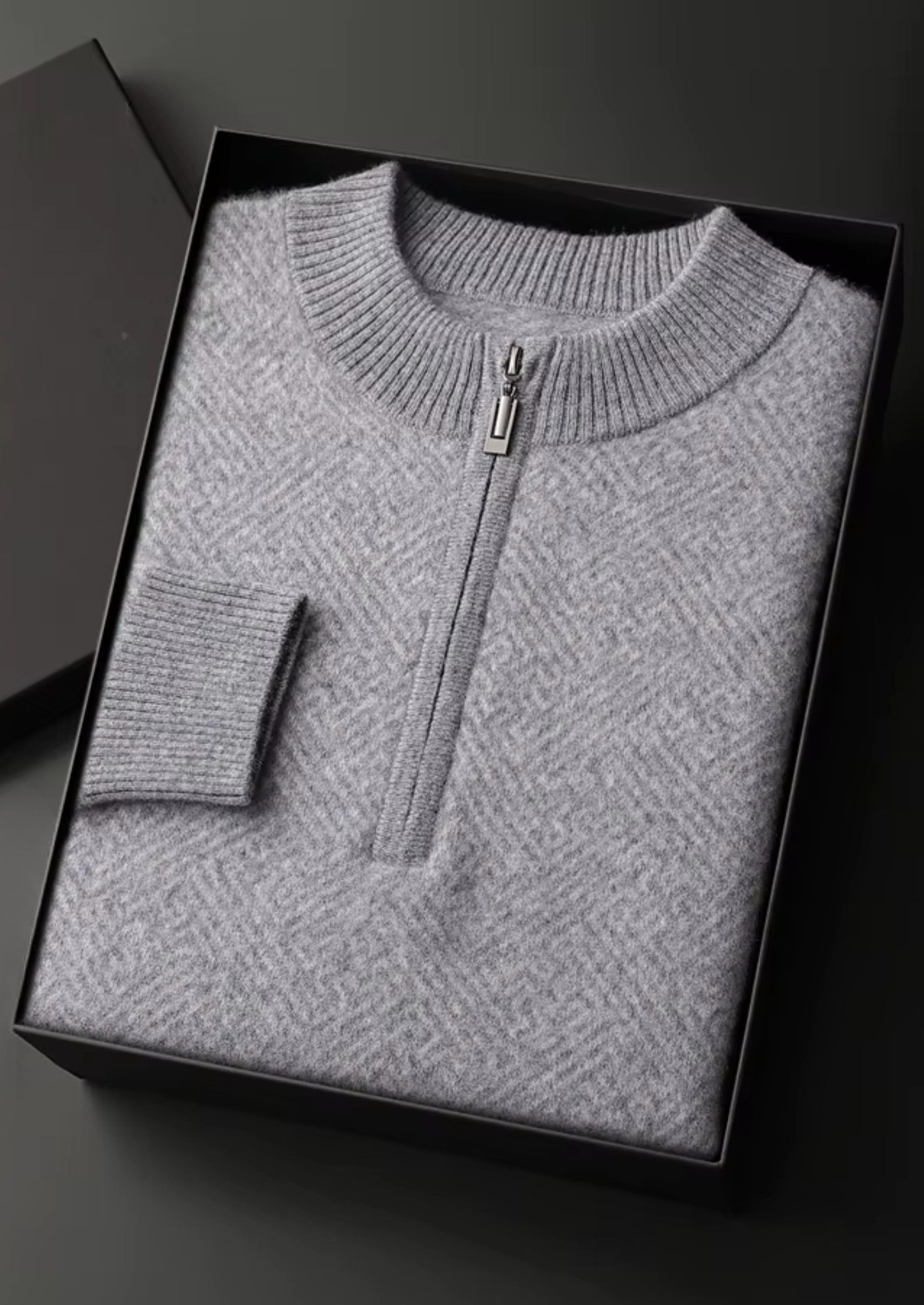 PREMIUM CASHMERE PATTERNED HALF-ZIP SWEATER EXCLUSIVE RELEASE