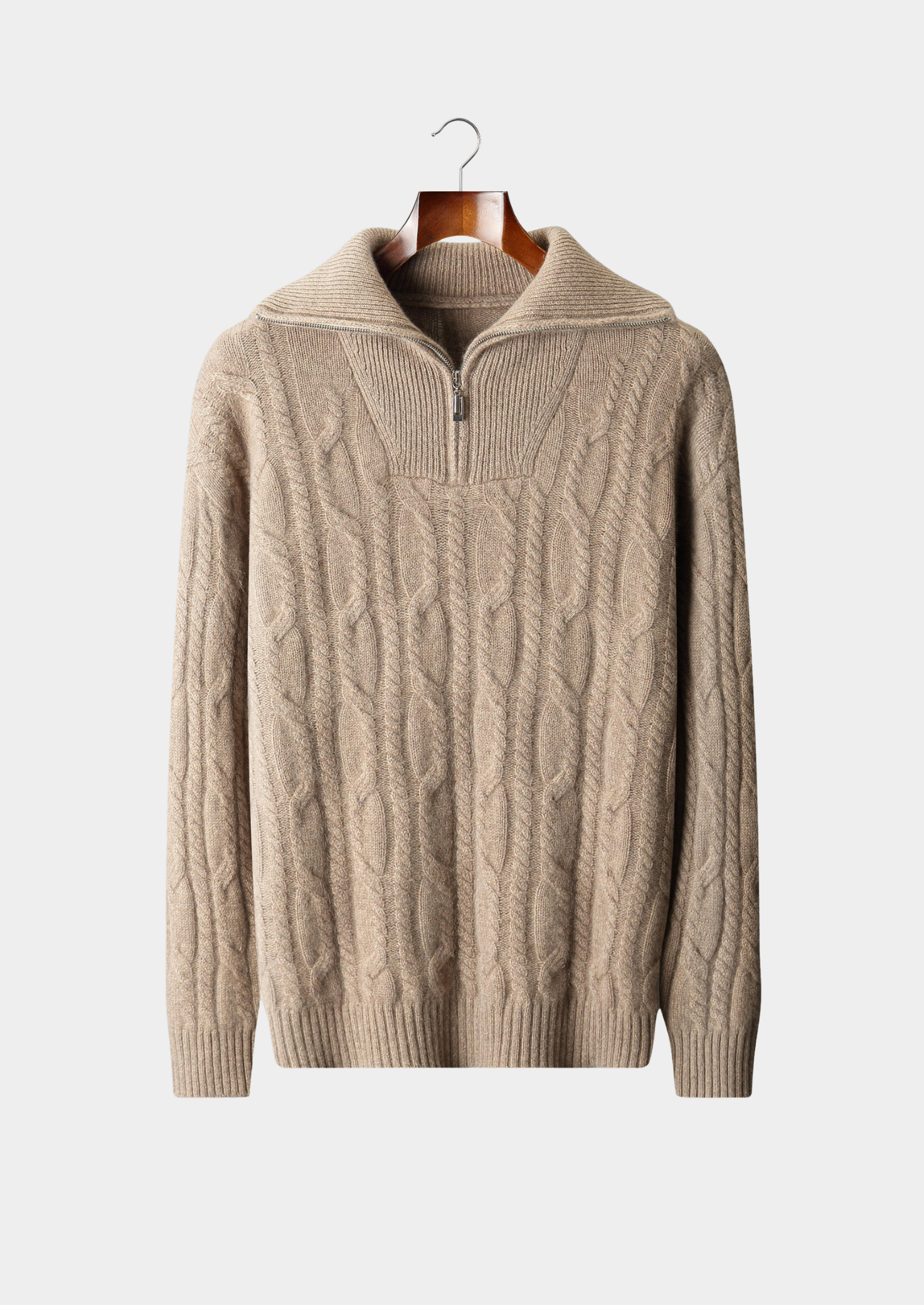 PURE CASHMERE CABLE HALF ZIP SWEATER EXCLUSIVE RELEASE