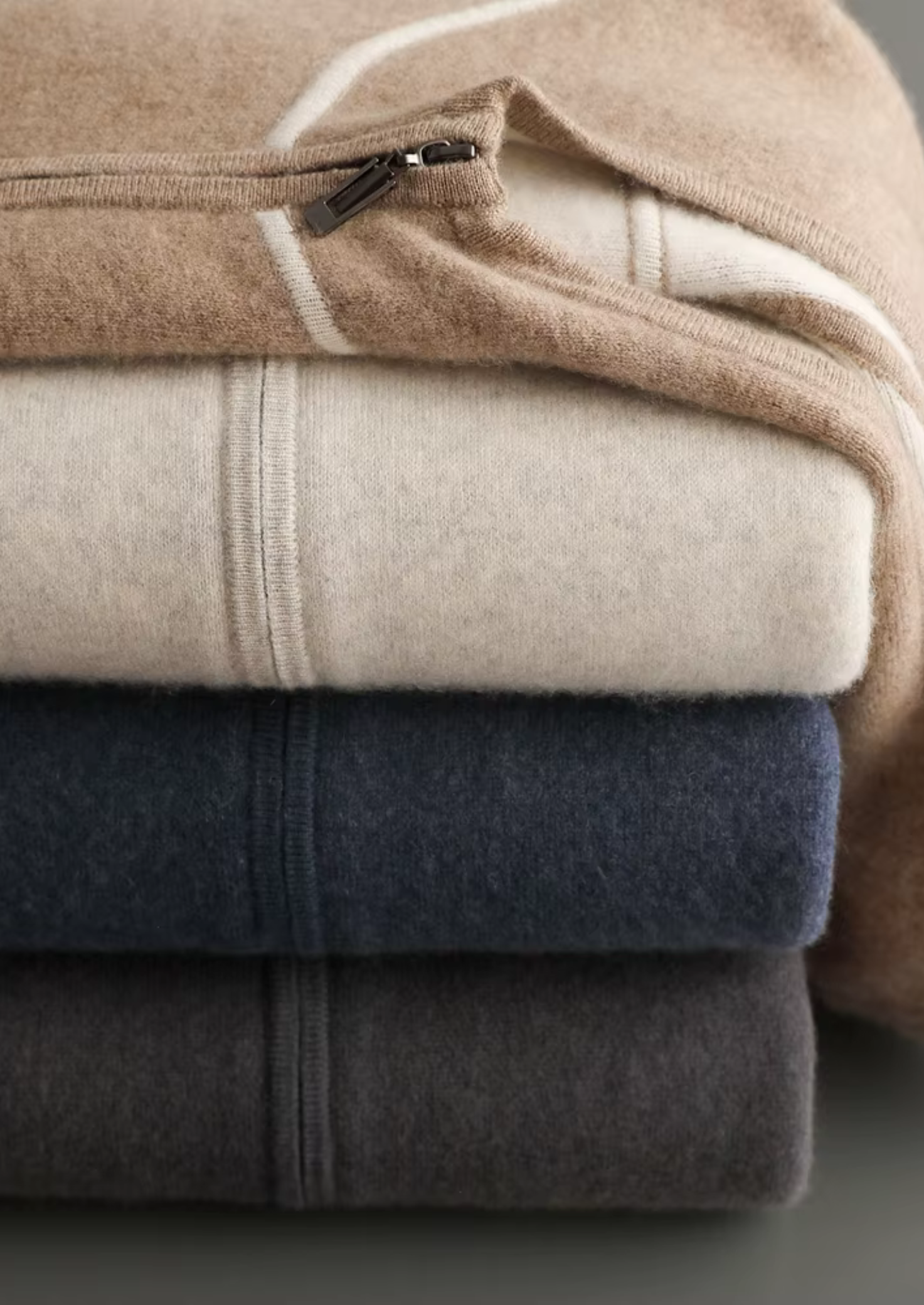 PREMIUM CASHMERE TWO TONE ZIPPER HOODIE EXCLUSIVE RELEASE