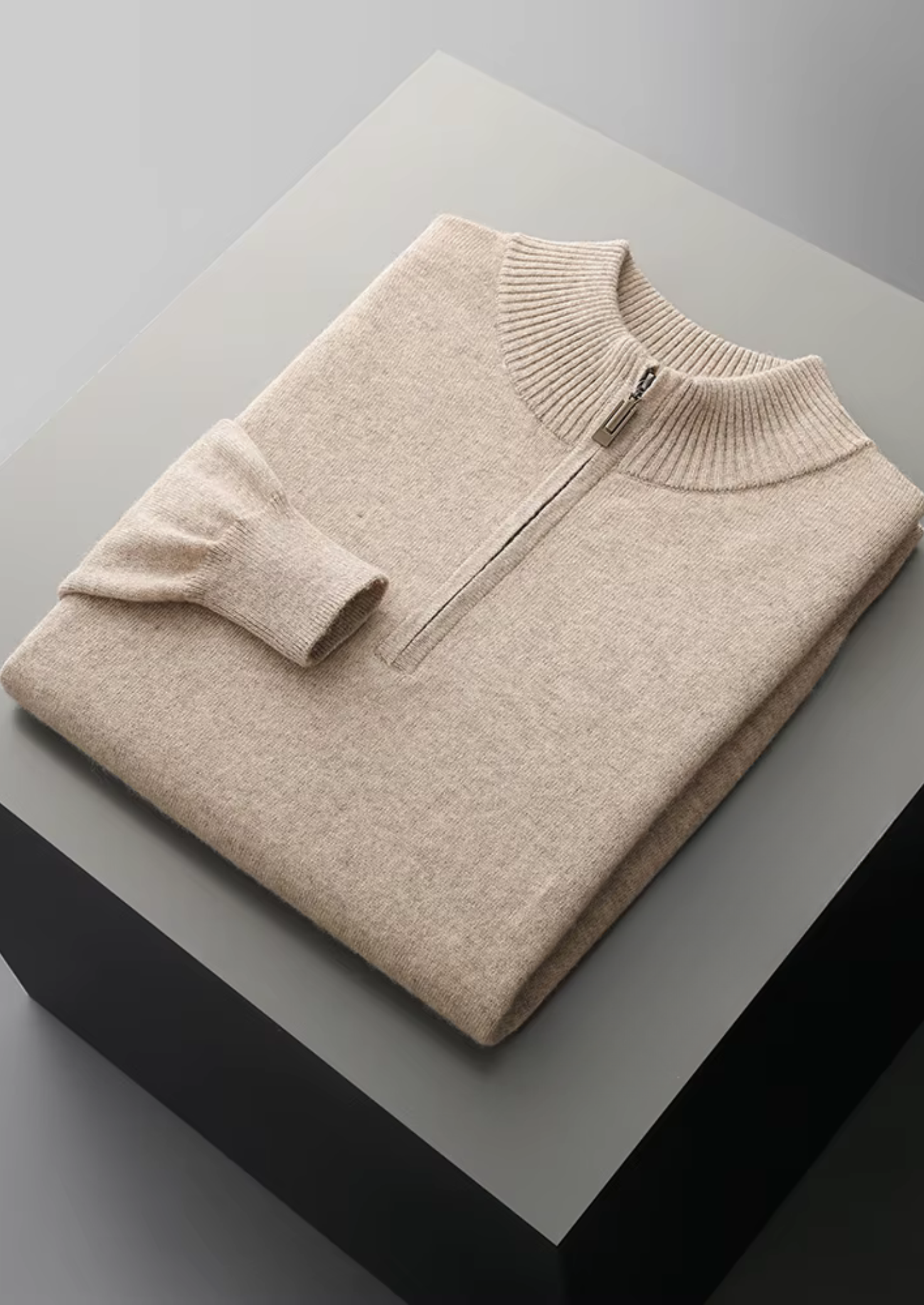 PURE EXTRA-FINE MERINO WOOL HALF ZIP SWEATER CLOUDWOOL®
