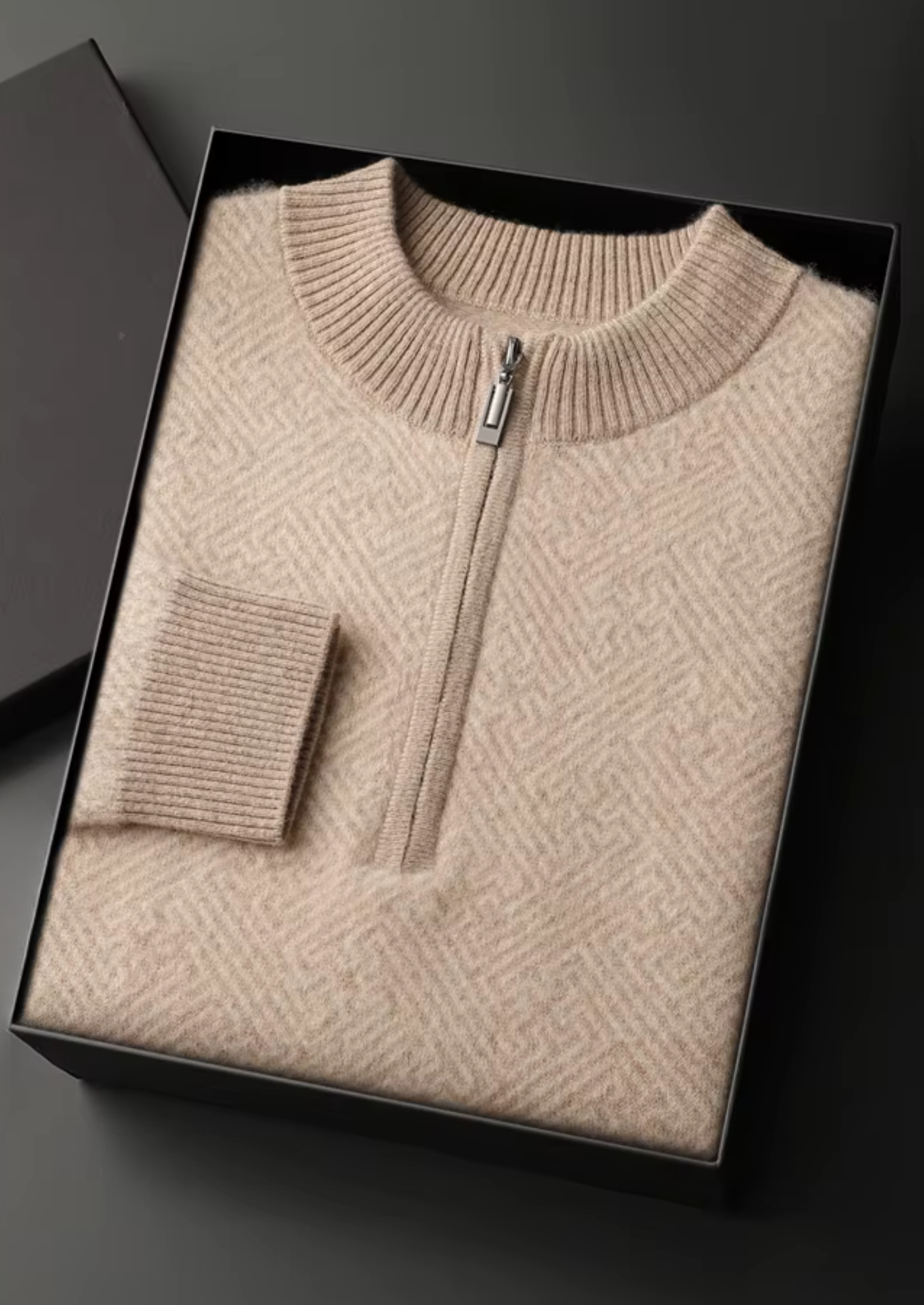 PREMIUM CASHMERE PATTERNED HALF-ZIP SWEATER EXCLUSIVE RELEASE