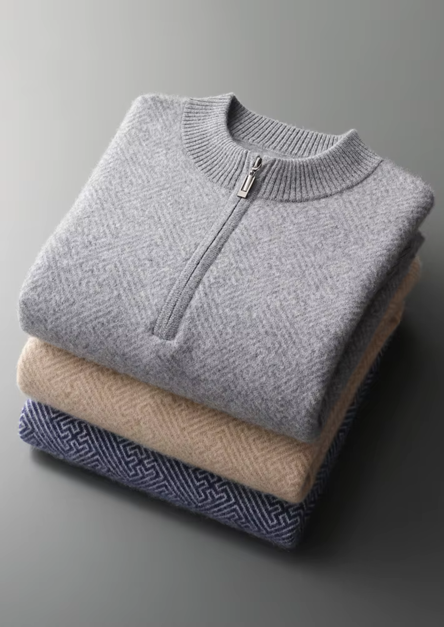 PREMIUM CASHMERE PATTERNED HALF-ZIP SWEATER EXCLUSIVE RELEASE