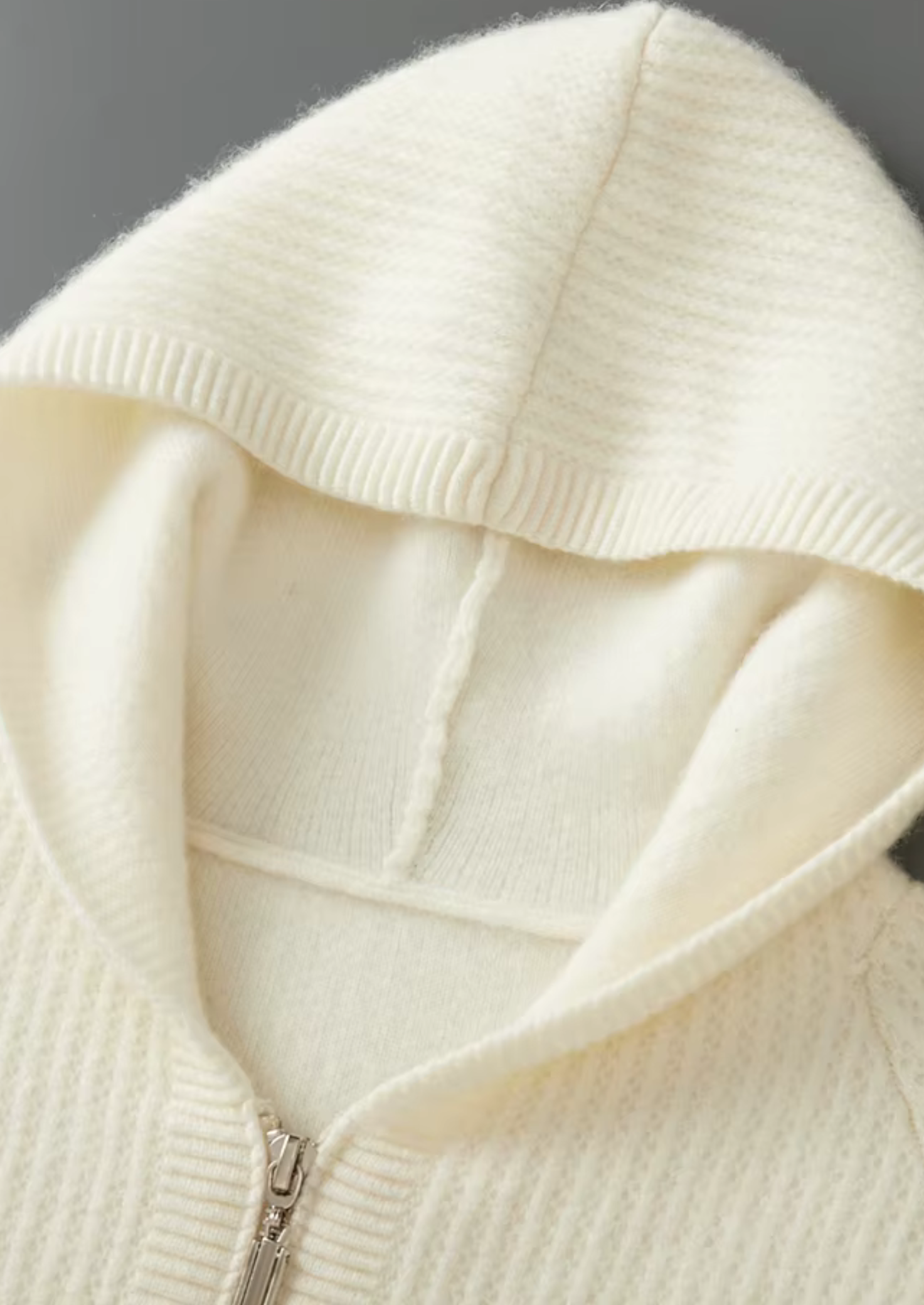 PURE EXTRA-FINE MERINO WOOL RIBBED ZIPPER HOODIE CLOUDWOOL®