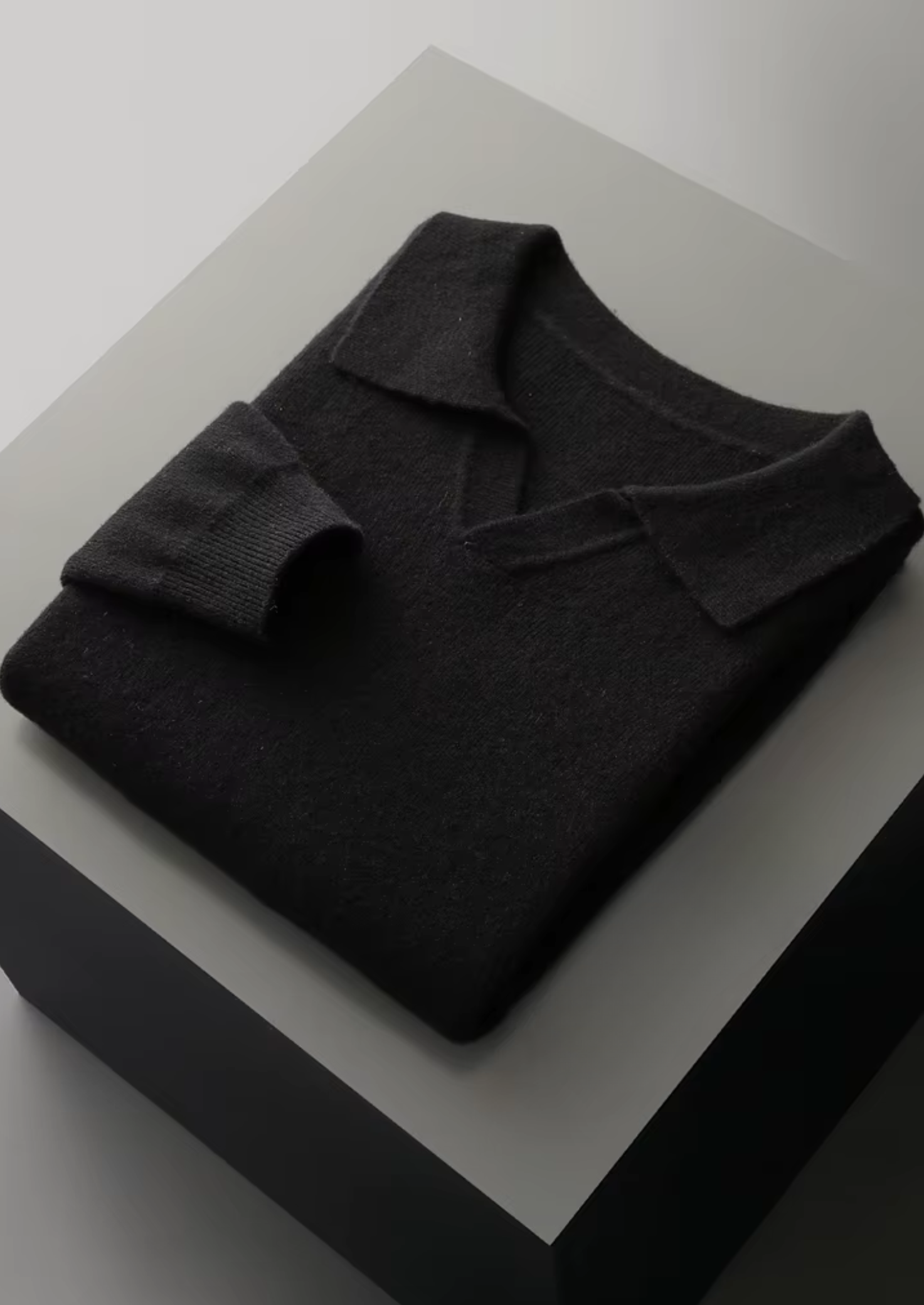PURE EXTRA-FINE MERINO WOOL RIBBED BUTTONLESS POLO CLOUDWOOL®
