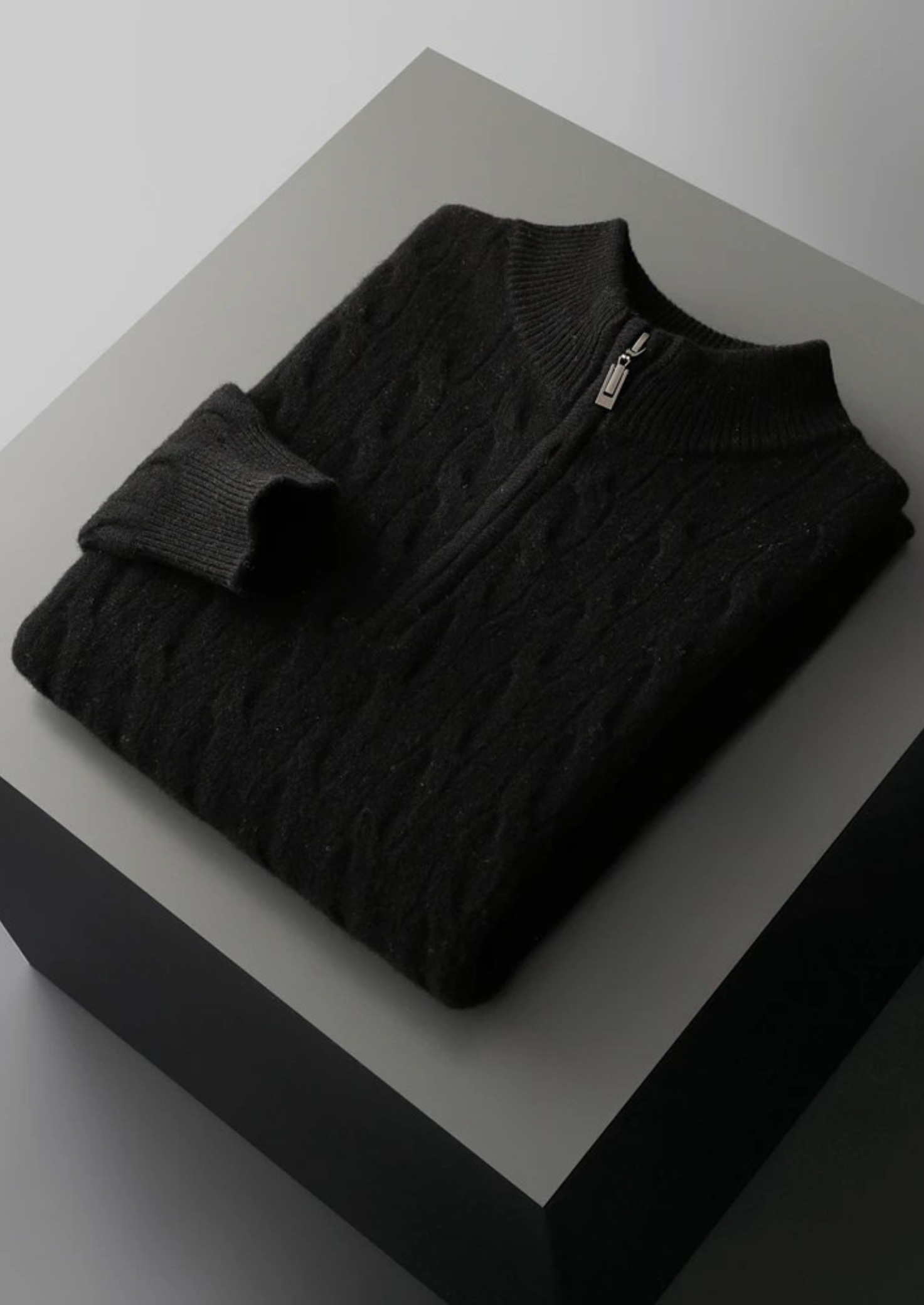 PURE EXTRA-FINE MERINO WOOL CABLE HALF ZIP CLOUDWOOL®