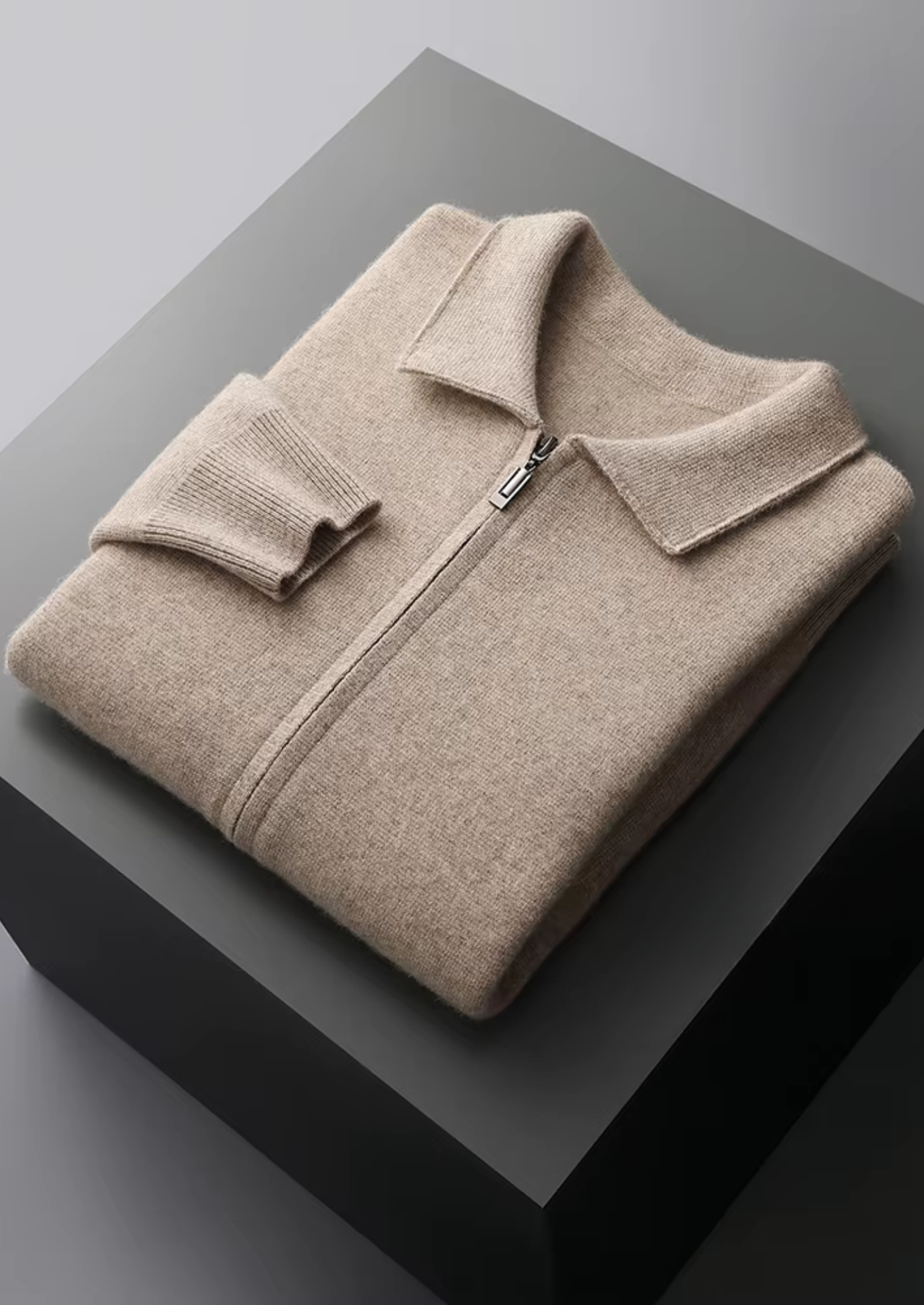 PURE EXTRA-FINE MERINO WOOL ZIP POLO CARDIGAN CLOUDWOOL®