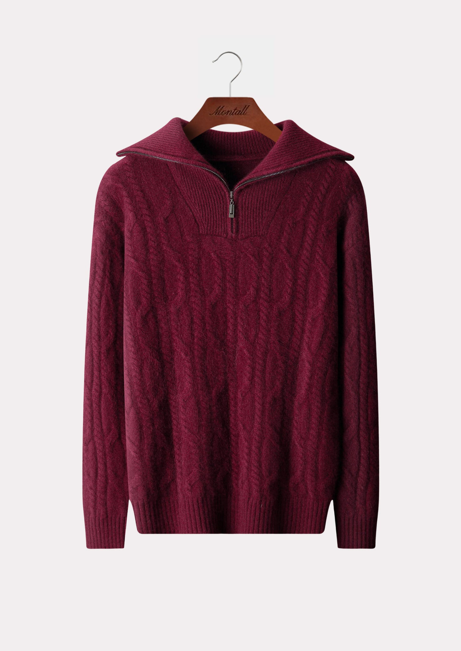 CASHMERE CABLE HALF ZIP PURE CASHMERE