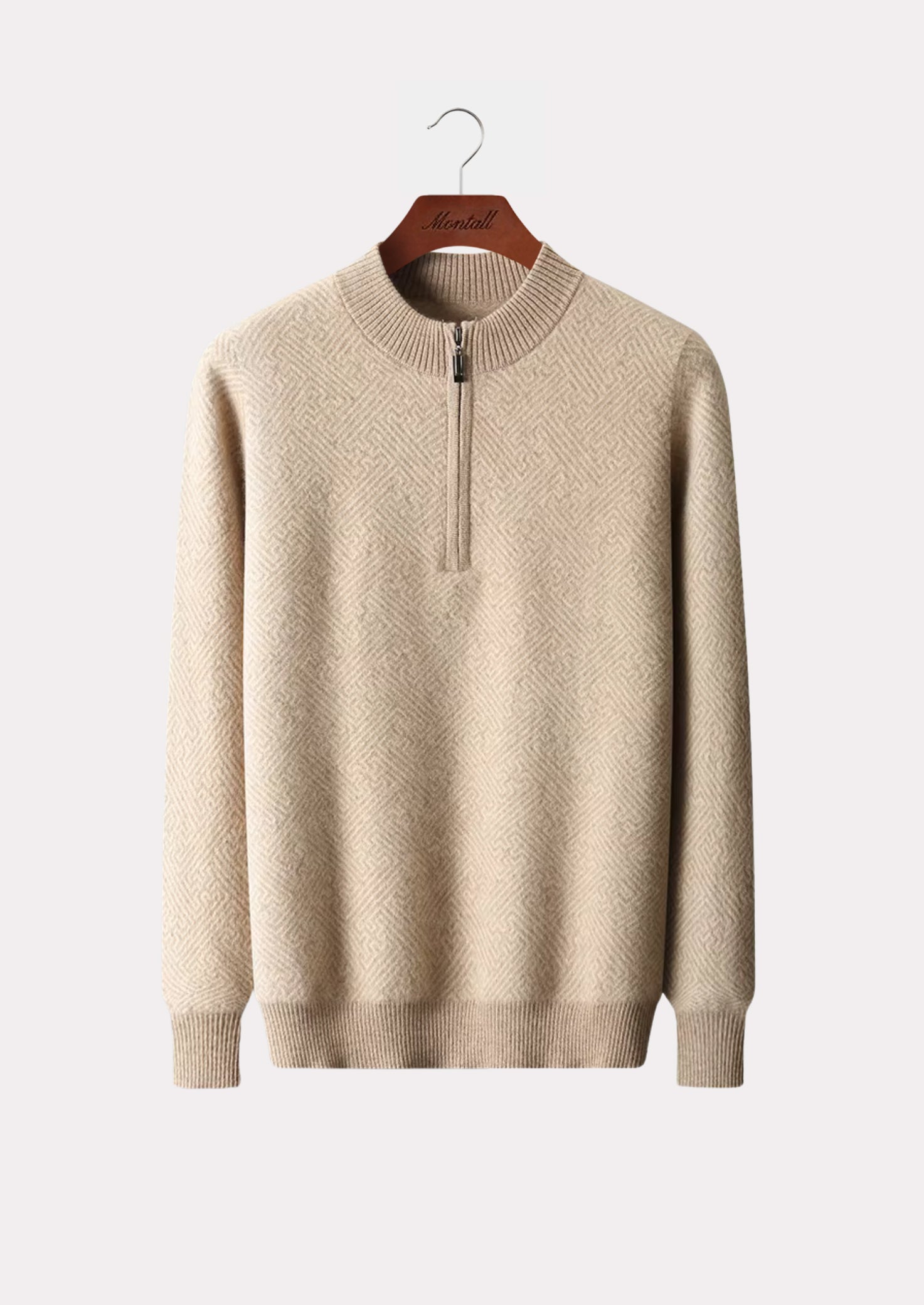 CASHMERE PATTERN HALF ZIP SWEATER PURE CASHMERE