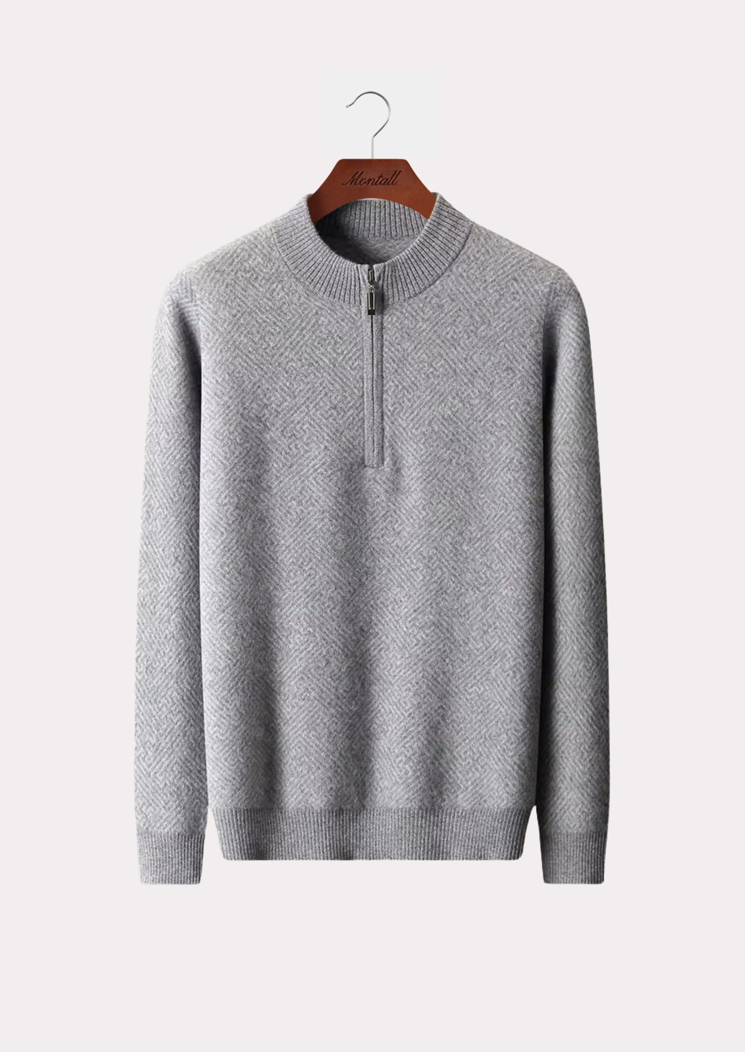 CASHMERE PATTERN HALF ZIP SWEATER PURE CASHMERE