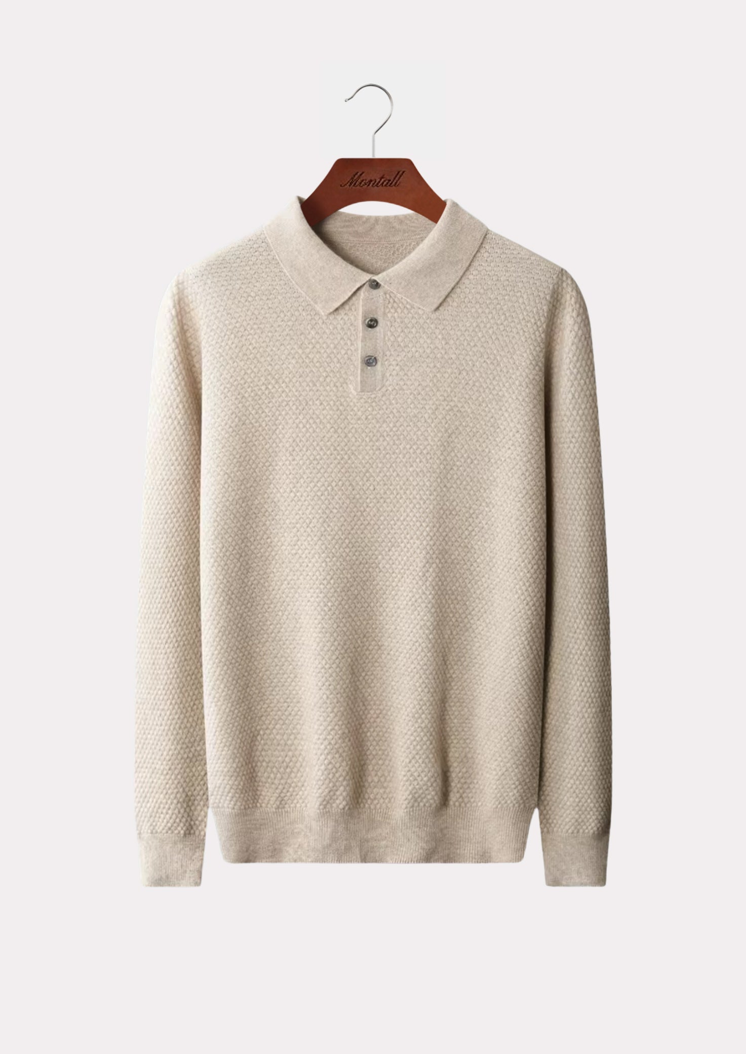 CASHMERE TEXTURE POLO SWEATER PURE CASHMERE