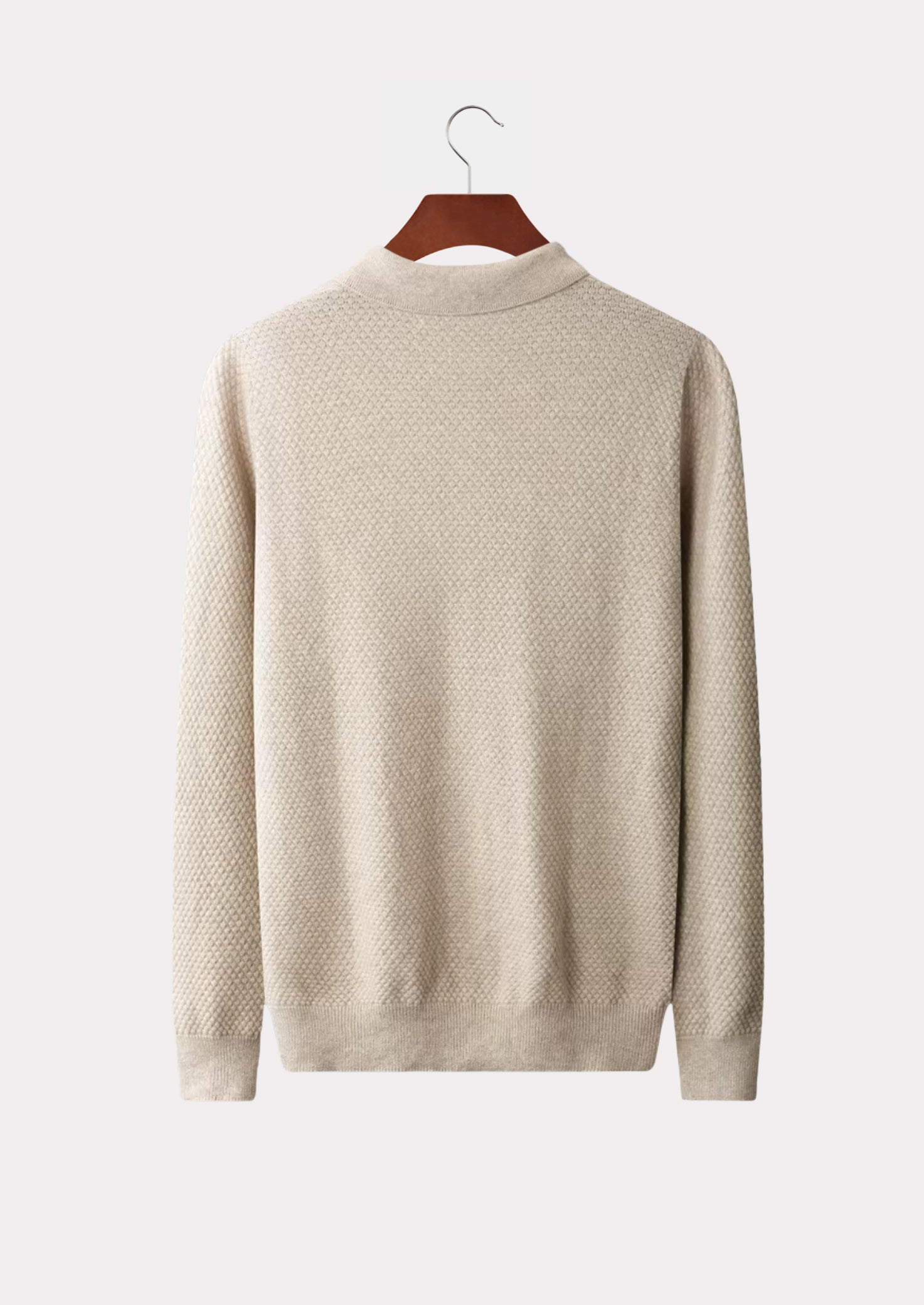 CASHMERE TEXTURE POLO SWEATER PURE CASHMERE
