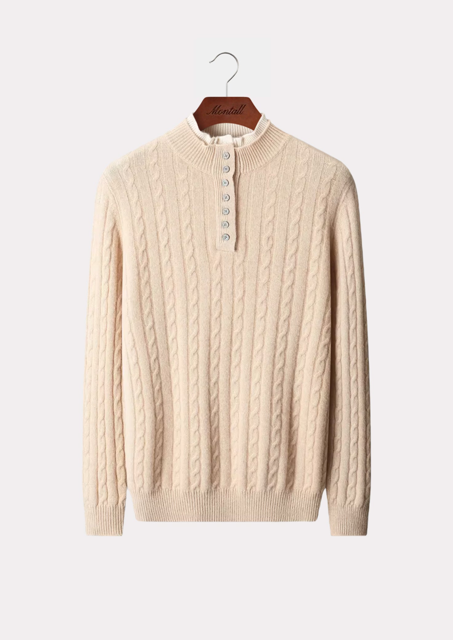 MERINO CABLE COLLAR SWEATER PURE MERINO