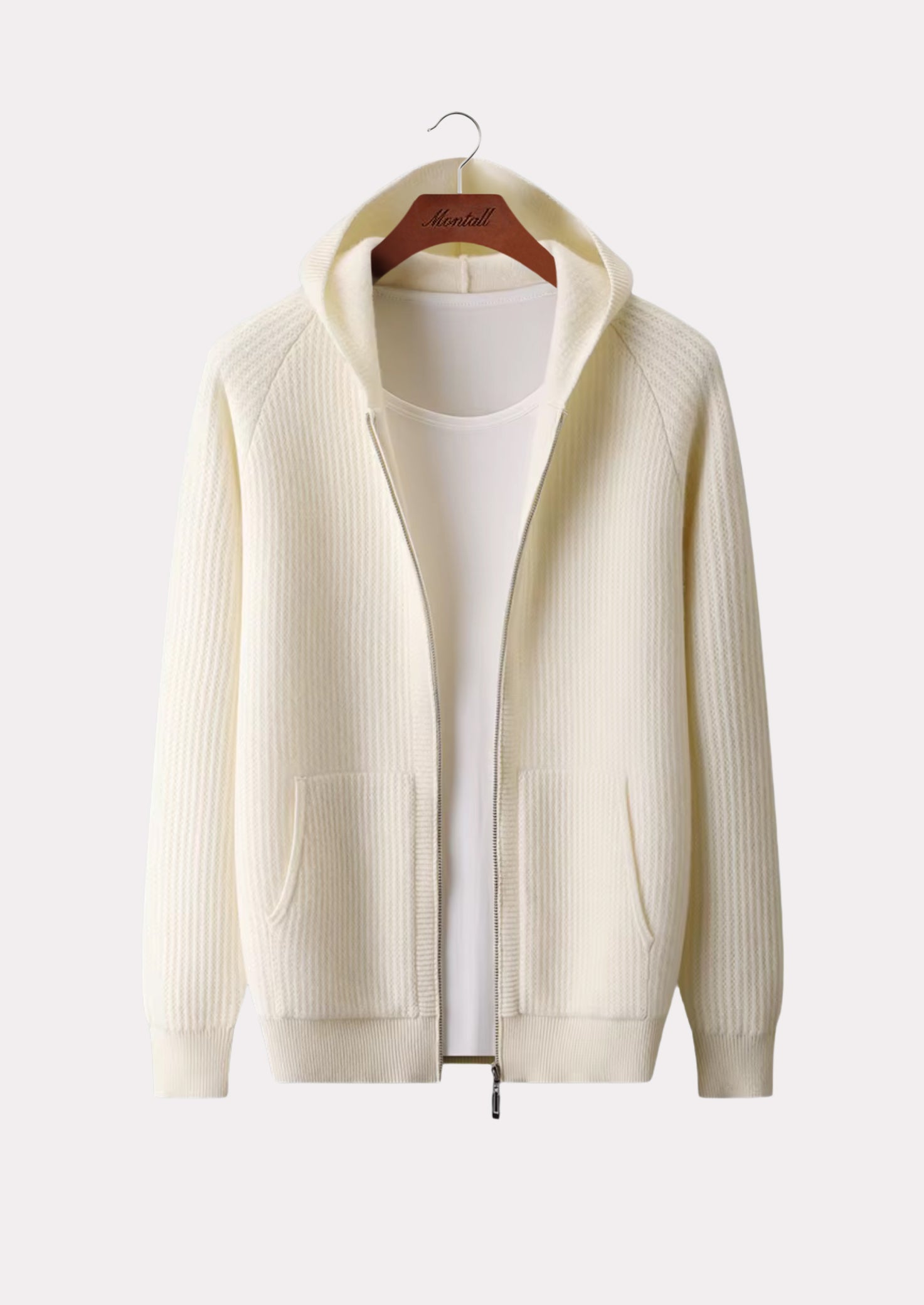 MERINO RIB ZIP HOODIE PURE MERINO