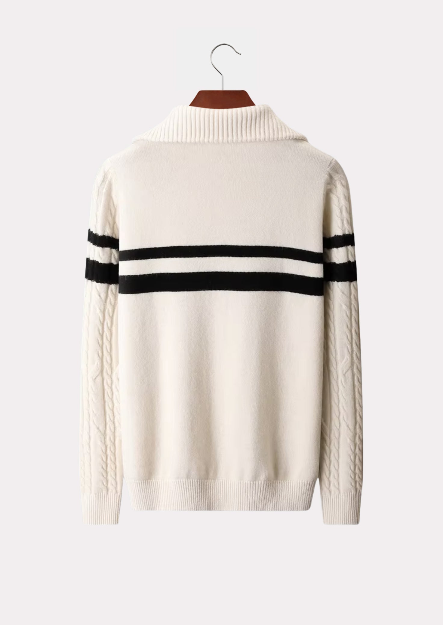 MERINO STRIPE HALF ZIP SWEATER PURE MERINO