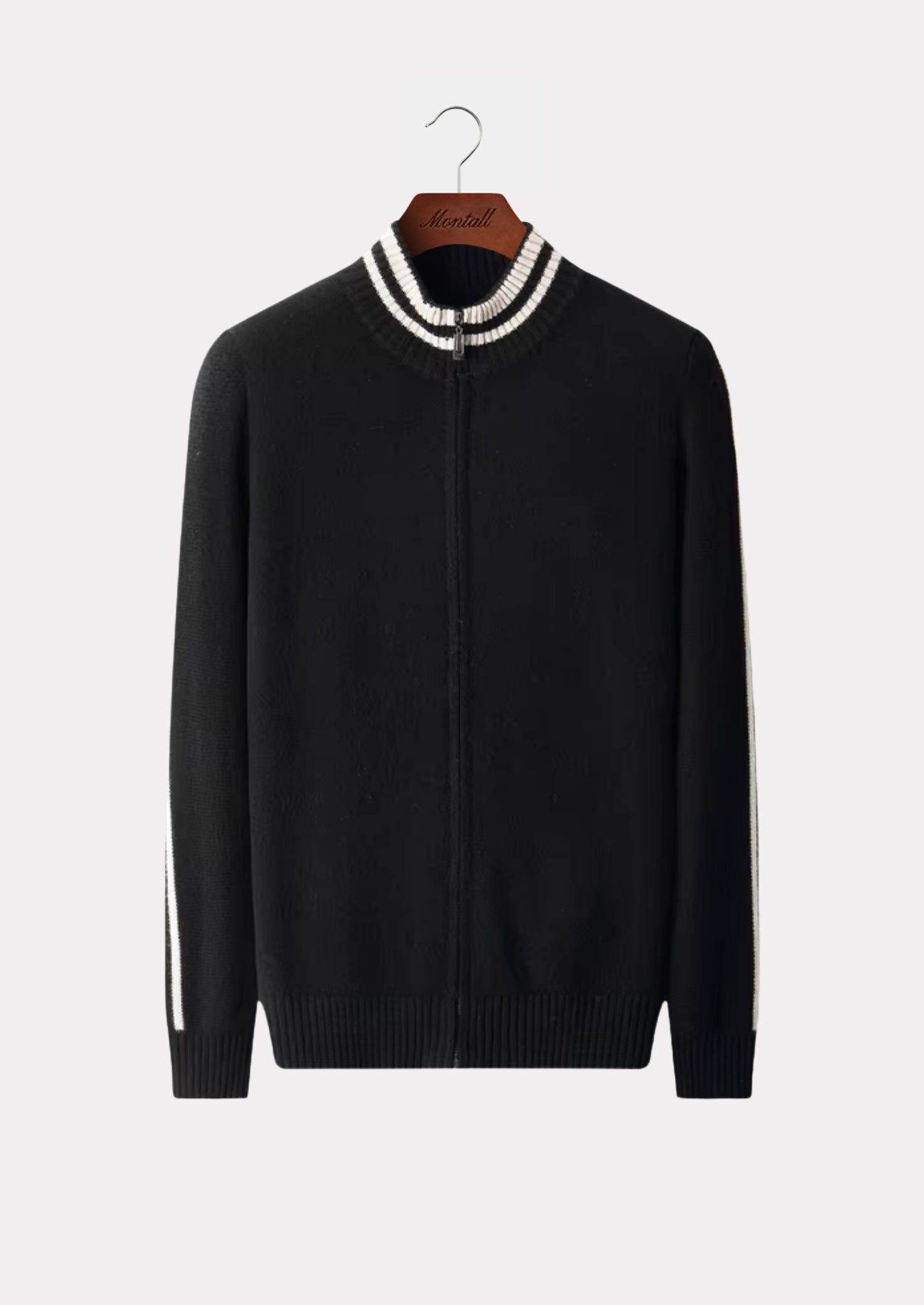 MERINO TWO TONE ZIP CARDIGAN PURE MERINO