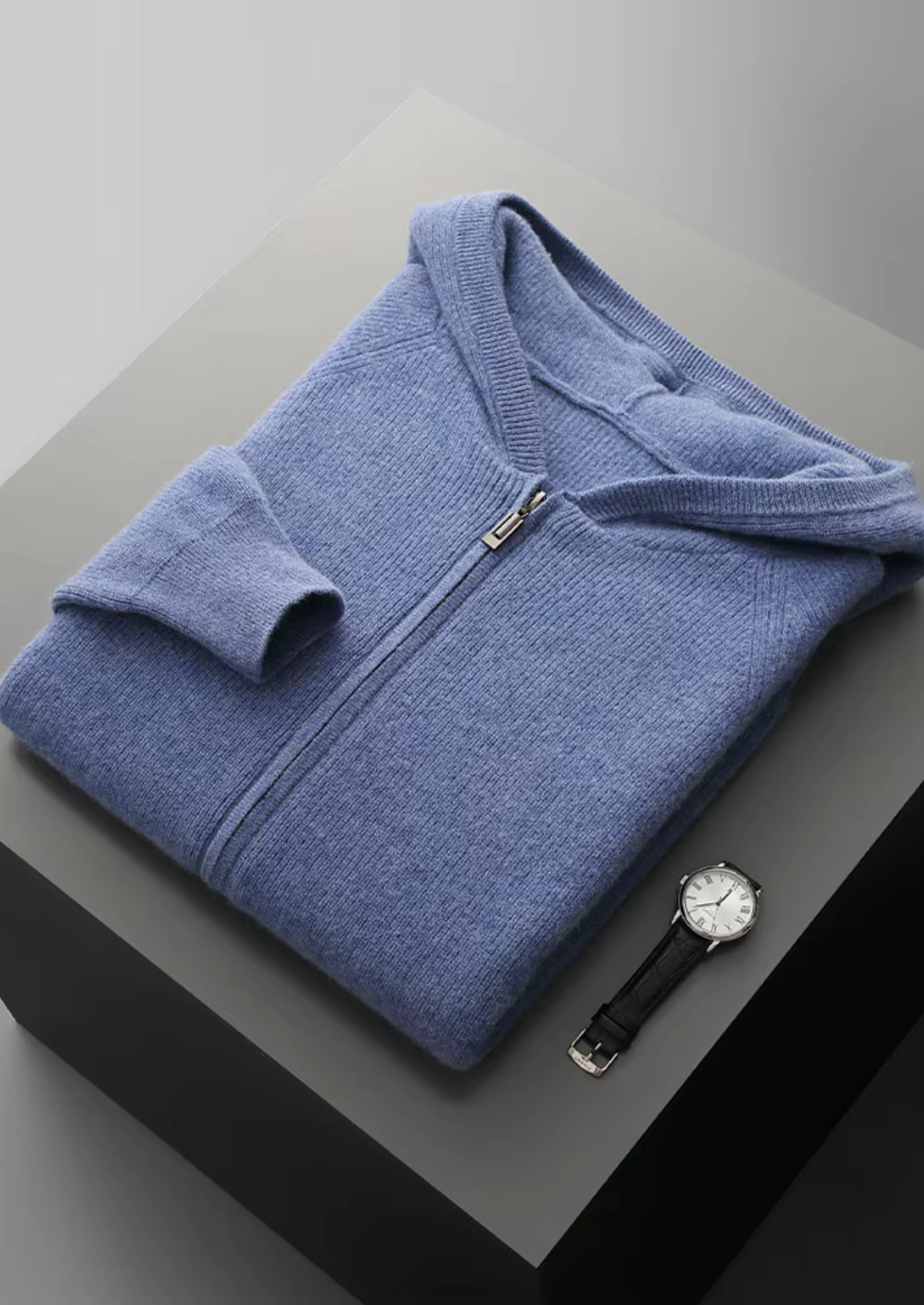 PURE EXTRA-FINE MERINO WOOL RIBBED ZIP HOODIE CLOUDWOOL®