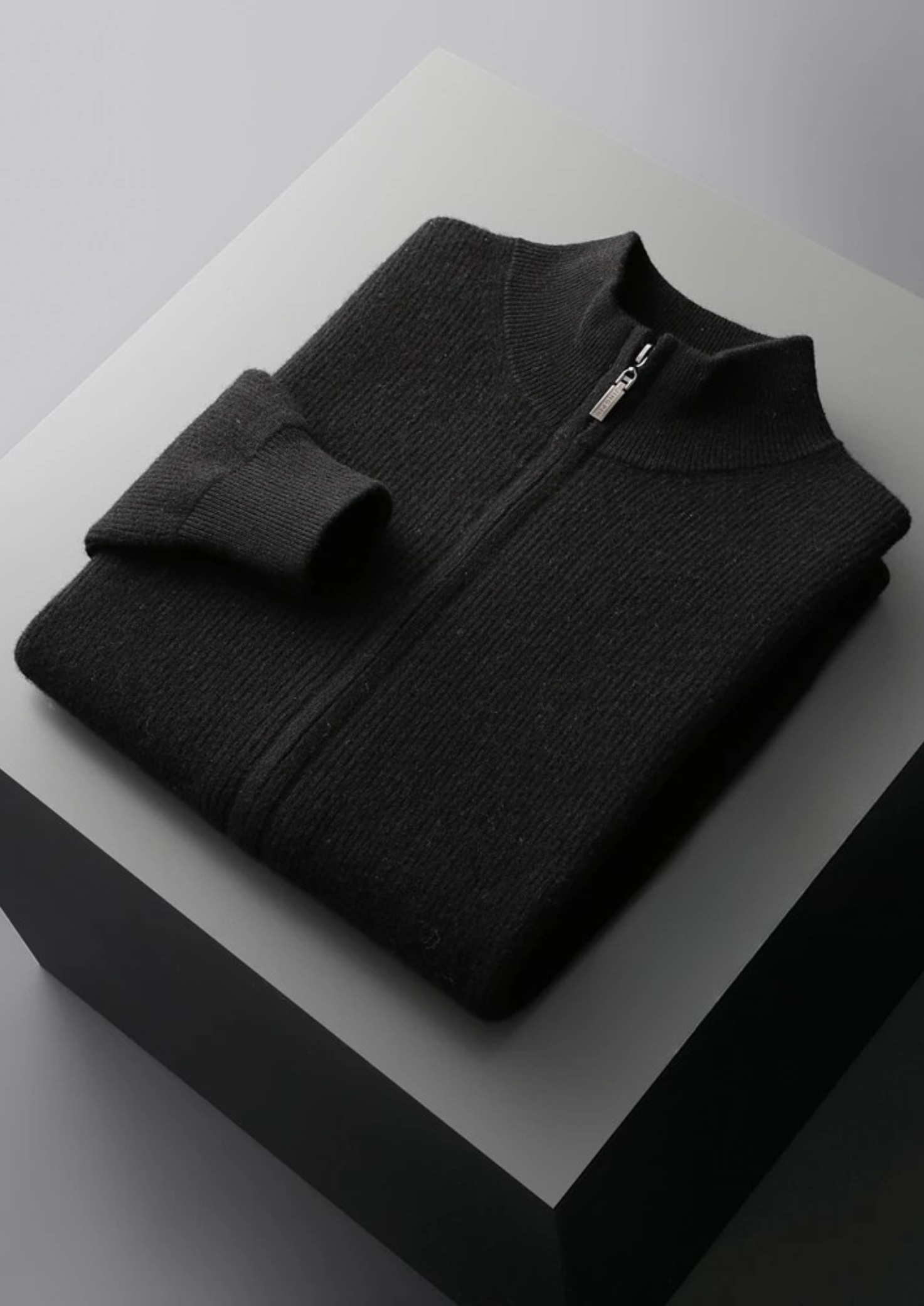 PURE EXTRA-FINE MERINO WOOL RIBBED ZIP CARDIGAN CLOUDWOOL®