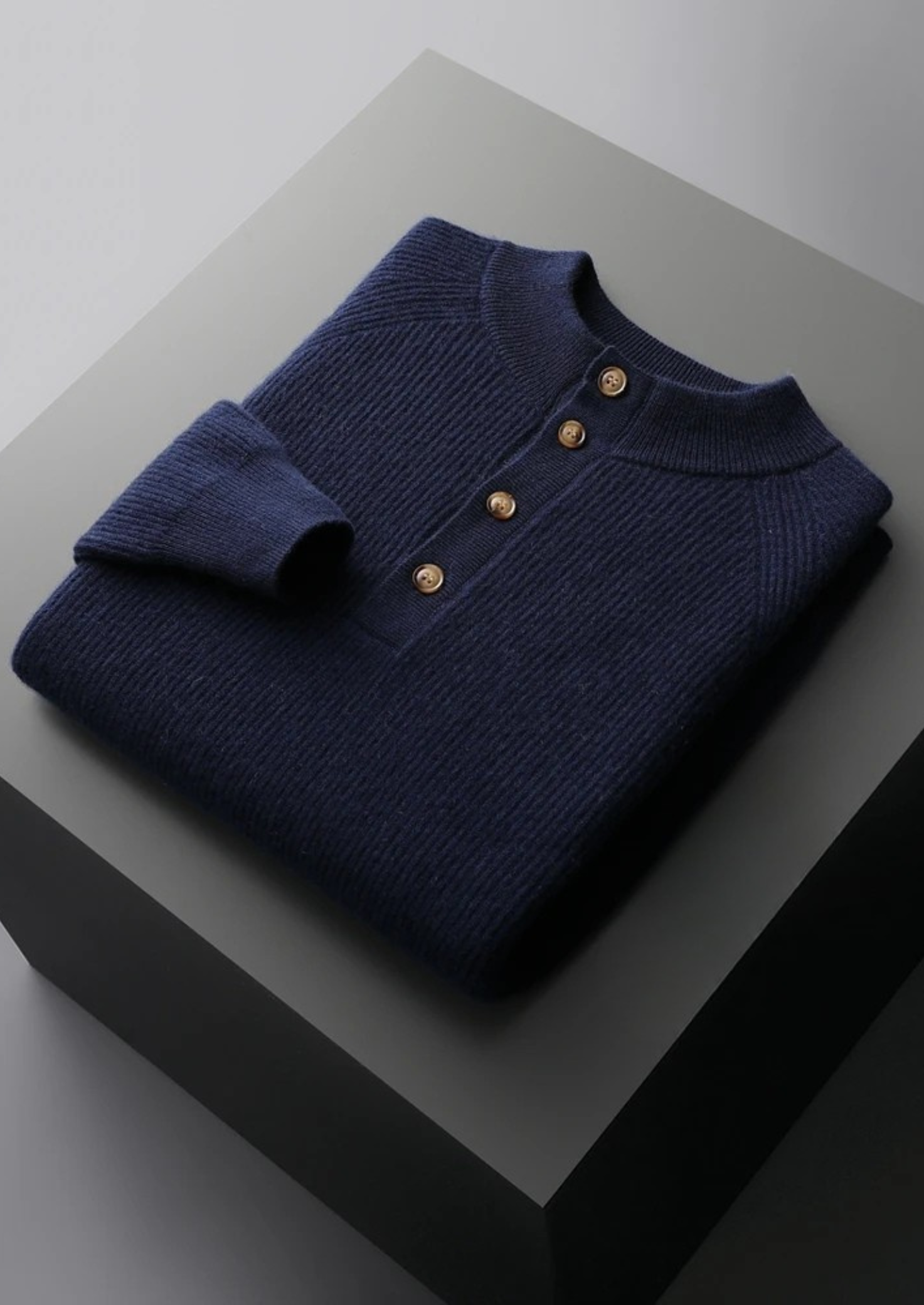 PREMIUM CASHMERE CLASSIC RIBBED HENLEY SWEATER EXCLUSIVE RELEASE