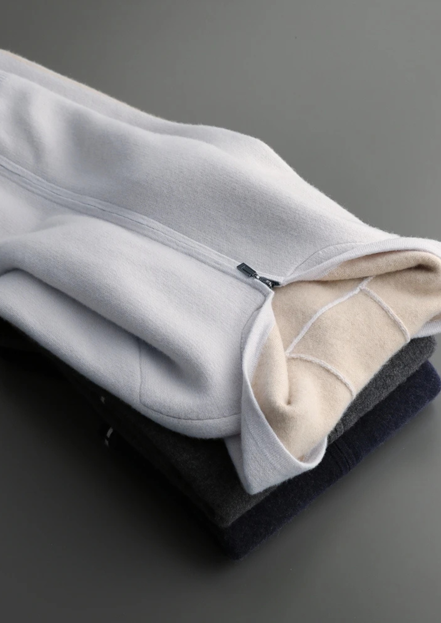 PREMIUM CASHMERE TWO -TONE ZIPPER HOODIE EXCLUSIVE RELEASE