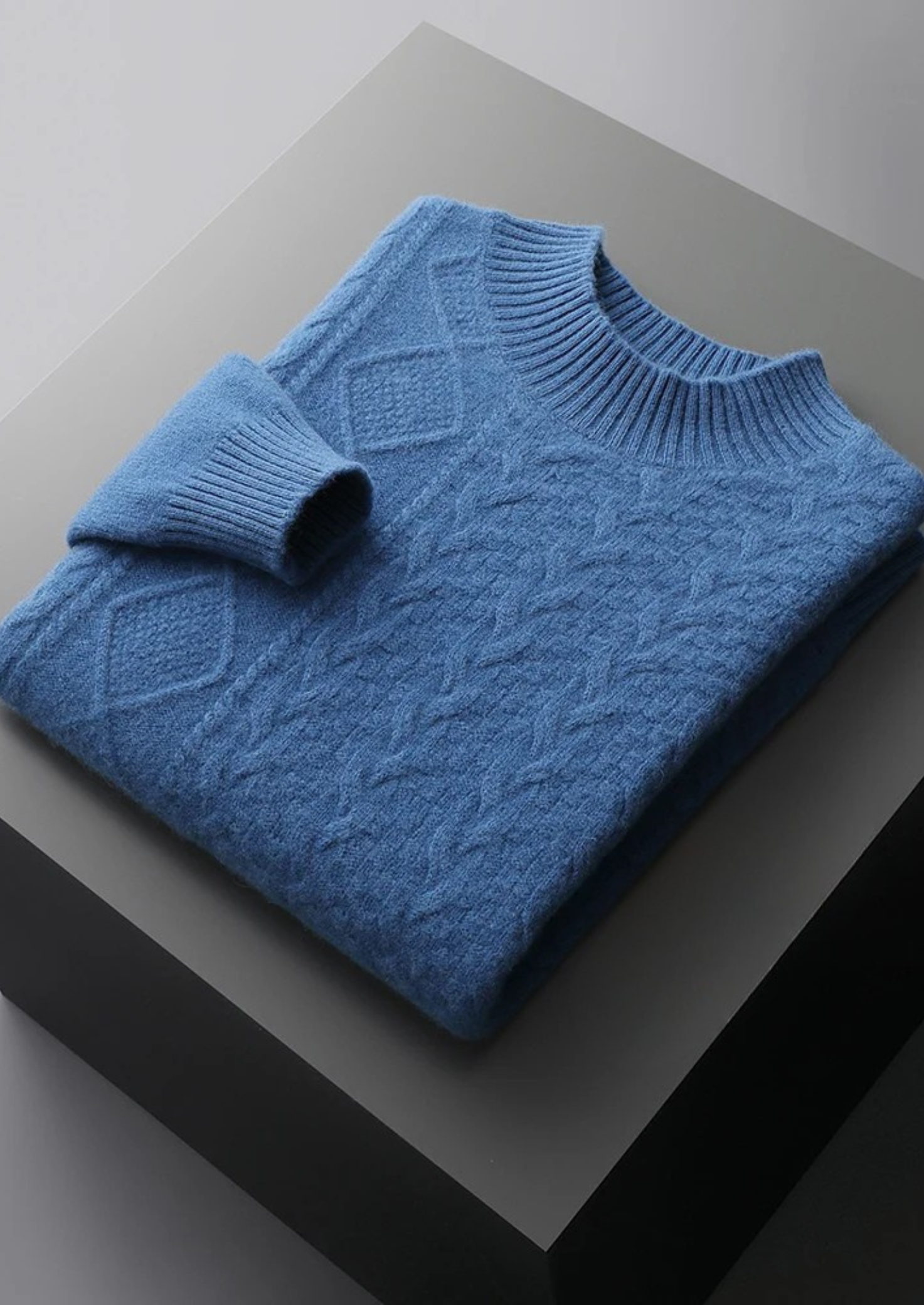 PURE EXTRA-FINE MERINO WOOL JACQUARD MOCKNECK CLOUDWOOL®