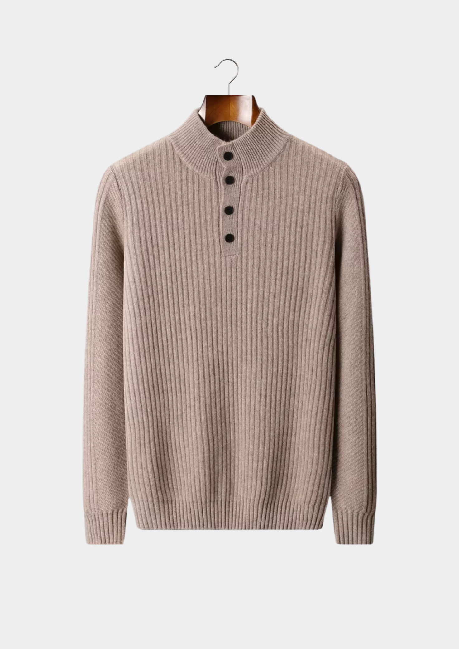PURE EXTRA-FINE MERINO WOOL RIBBED HENLEY SWEATER CLOUDWOOL®