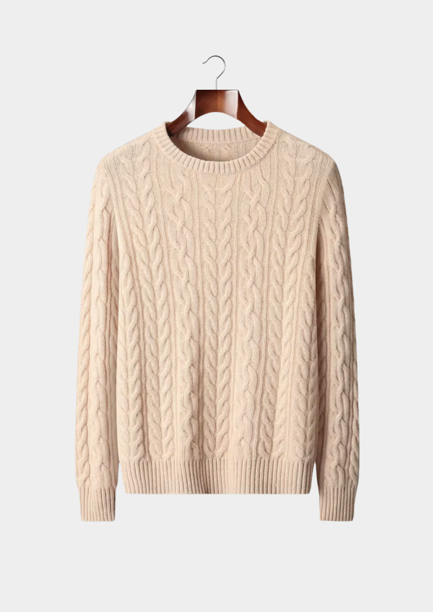 PURE EXTRA-FINE MERINO WOOL CABLE KNIT CREWNECK CLOUDWOOL®